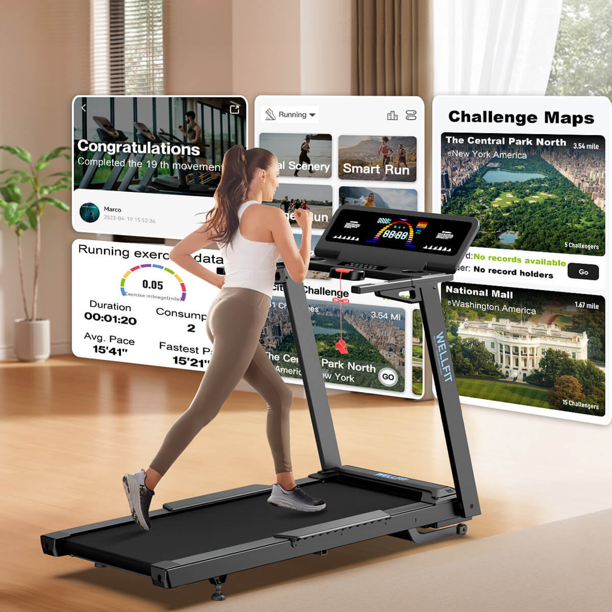 TM029_treadmill with free APP support and data track
