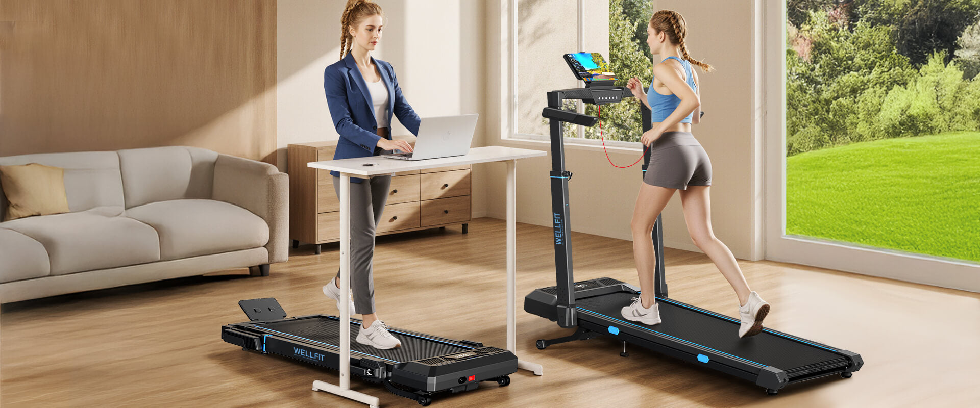 WELLFIT TM032: Compact Treadmill With Auto Incline &amp; Adjustable Handrails