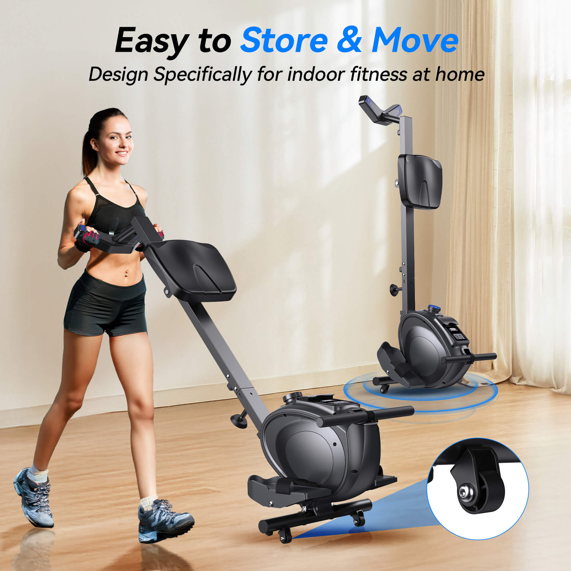 RW001 - Smart Rowing Machine For Home With 300 Lbs Capacity