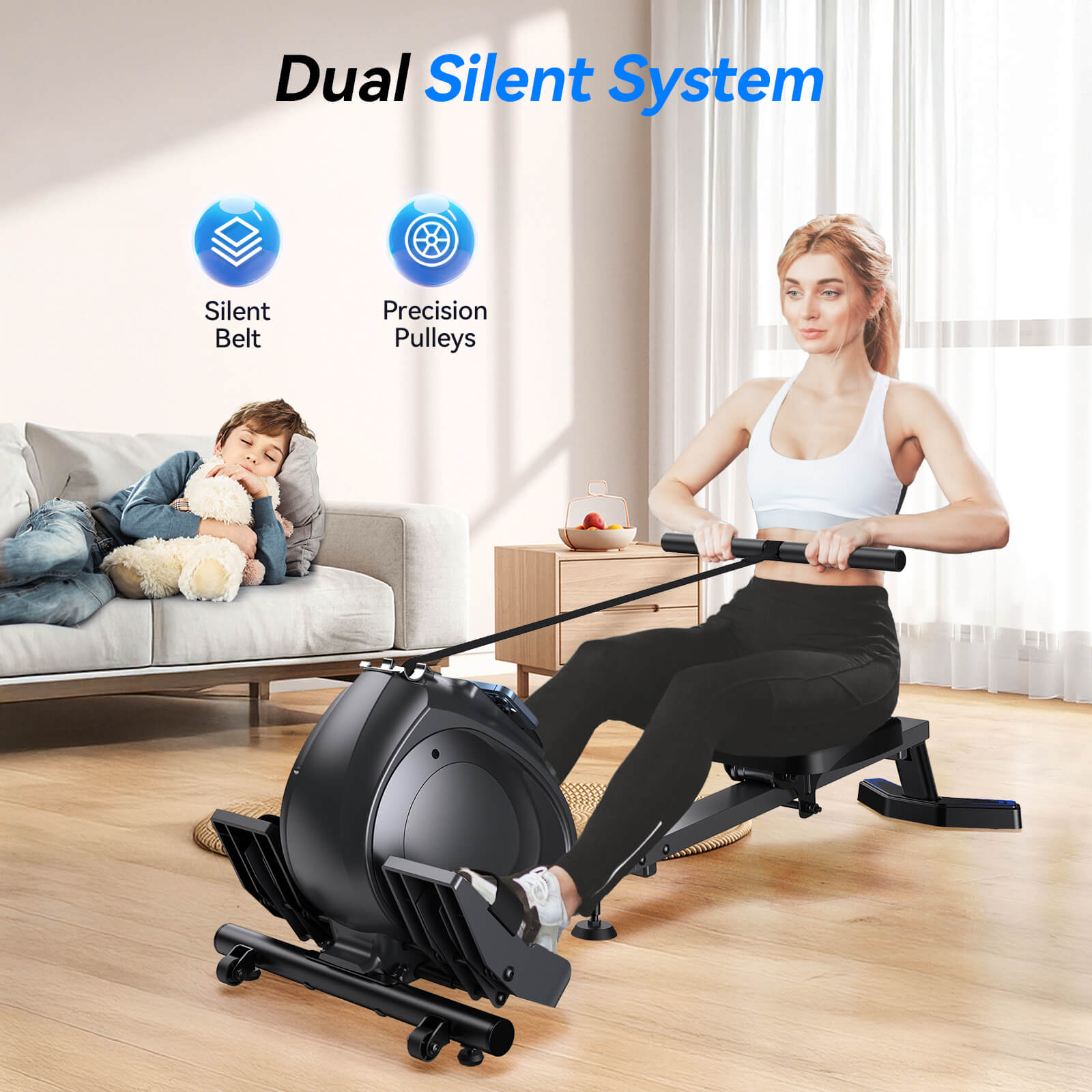RW001 - Smart Rowing Machine For Home With 300 Lbs Capacity