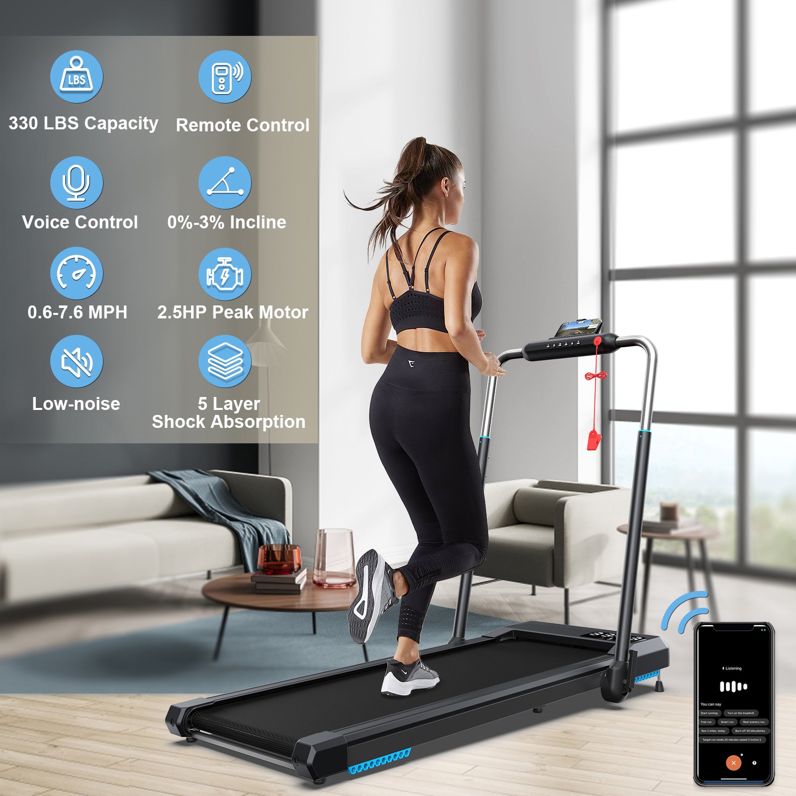 WELLFIT TM002 Treadmills With 330Lbs Max Load