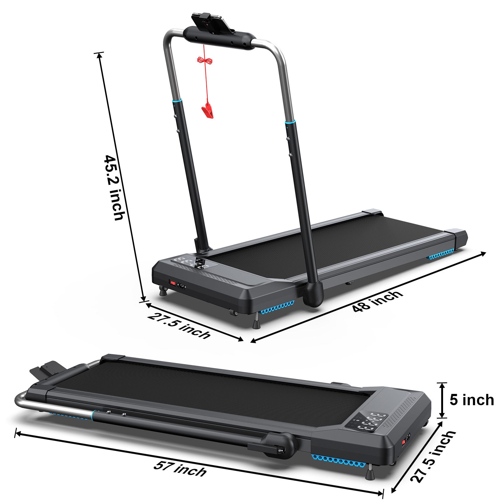 WELLFIT TM002 Walking pad treadmill with handle