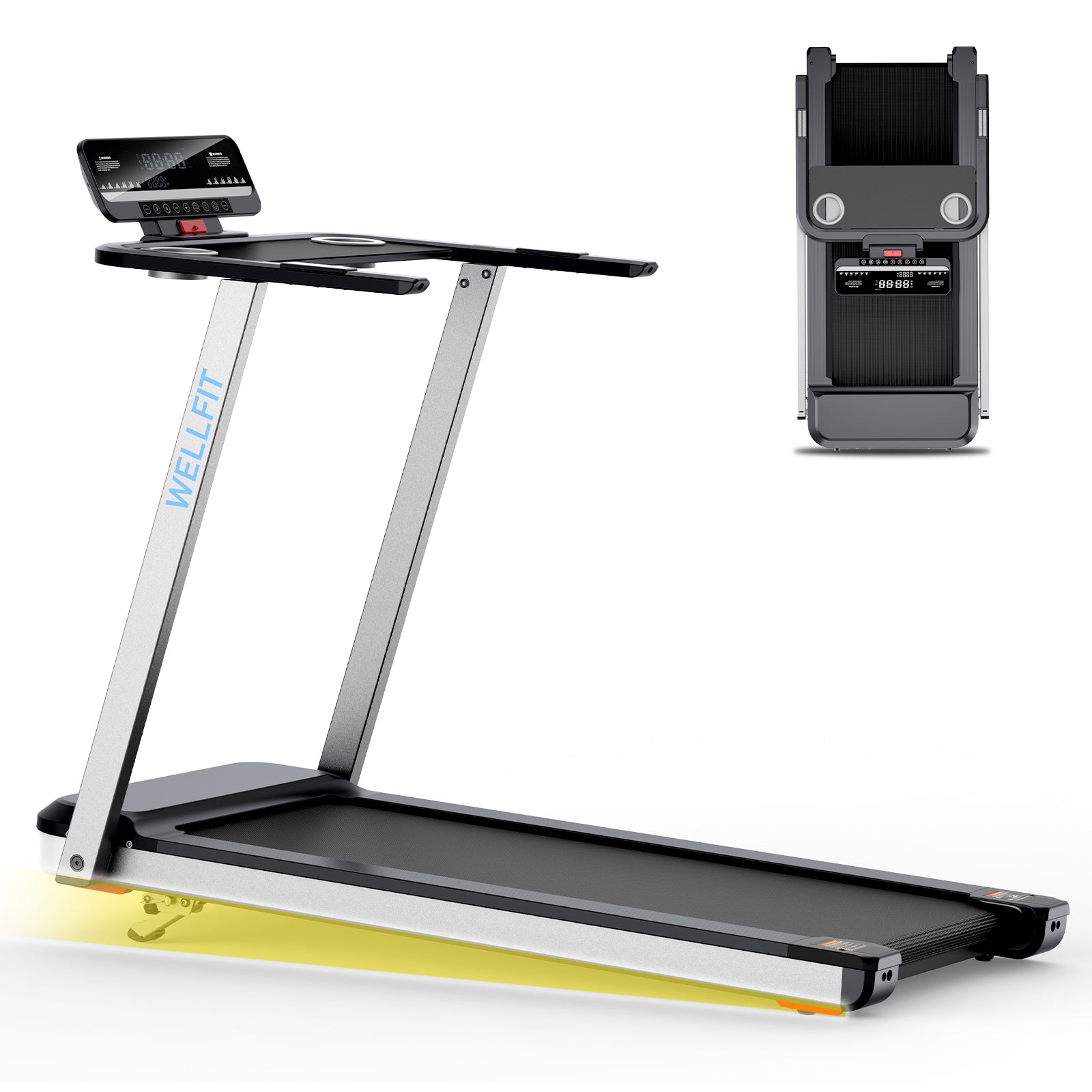 WELLFIT TM006 Incline Foldable Treadmill With Desk & 350lbs Max Load