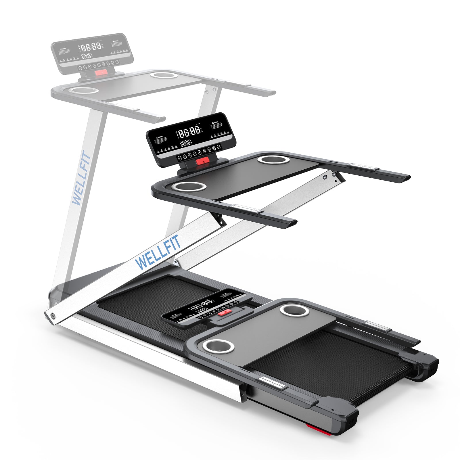 WELLFIT TM006 Incline Foldable Treadmill With Desk & 350lbs Max Load