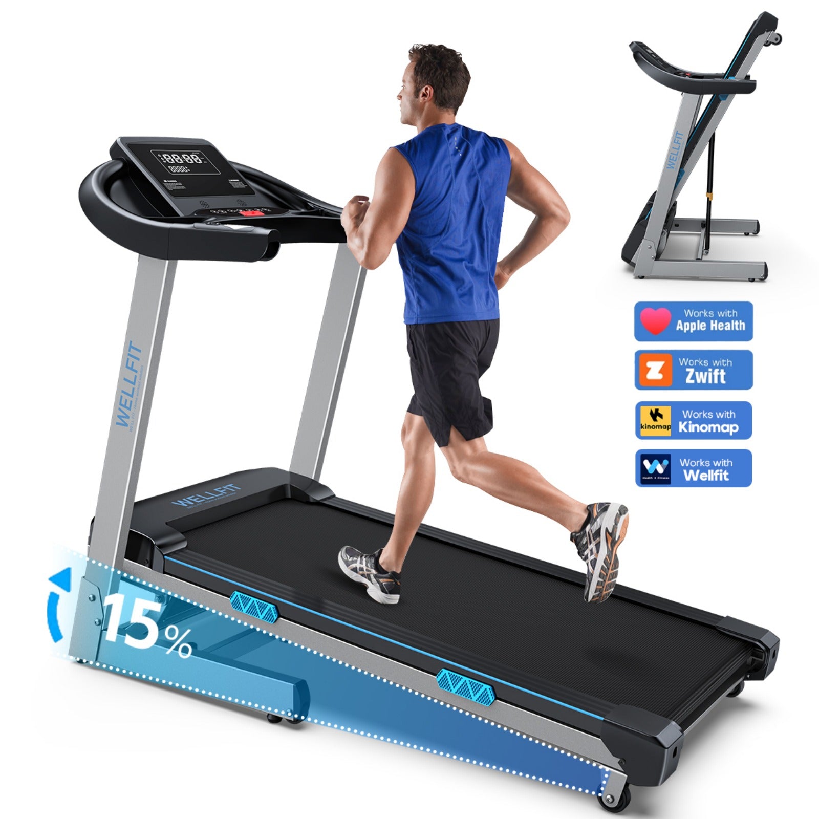 [2026]TM007 Foldable Auto 15% Incline Treadmill 400 LBS Capacity