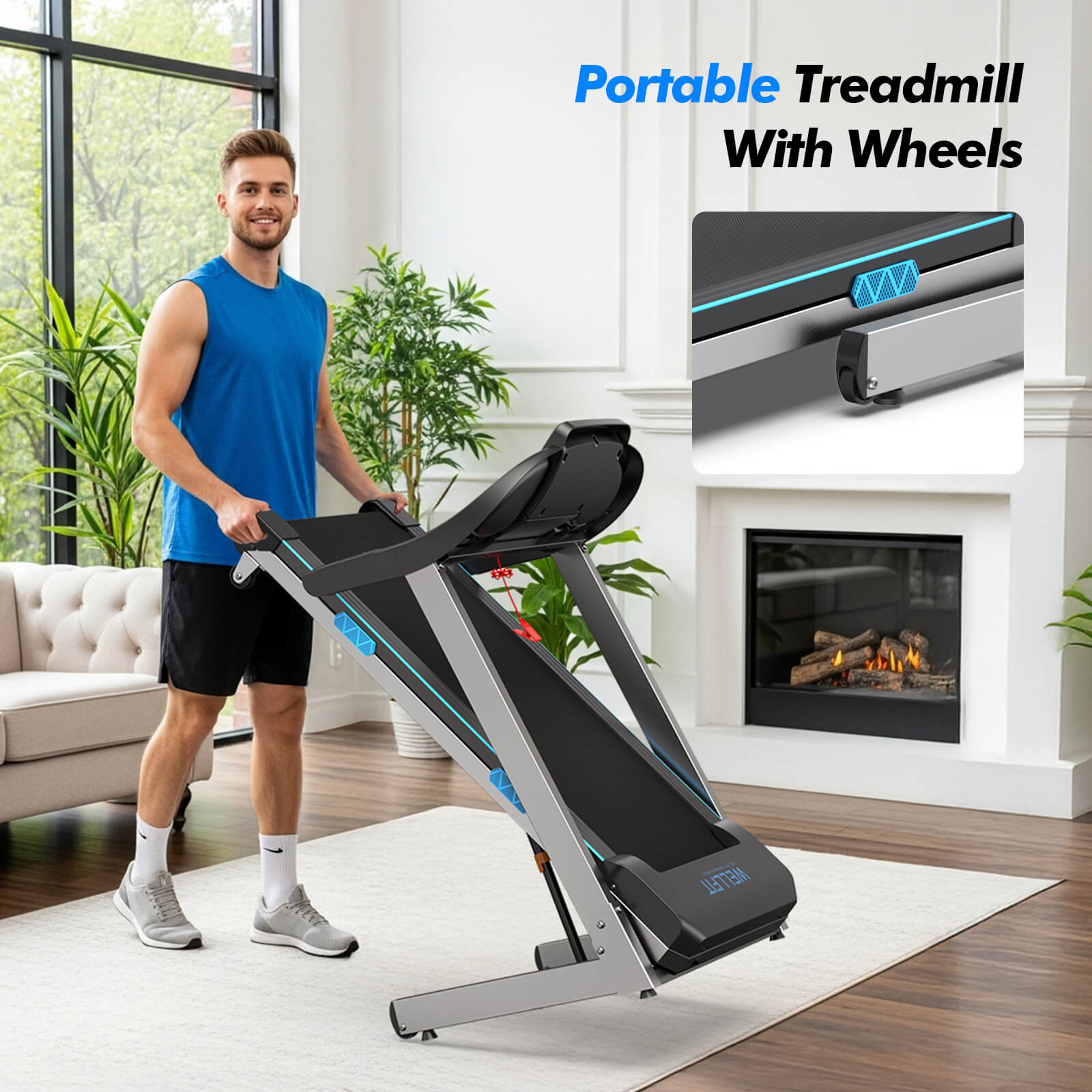 TM007 Foldable Treadmill 15% Auto Incline 18*43" Running Area