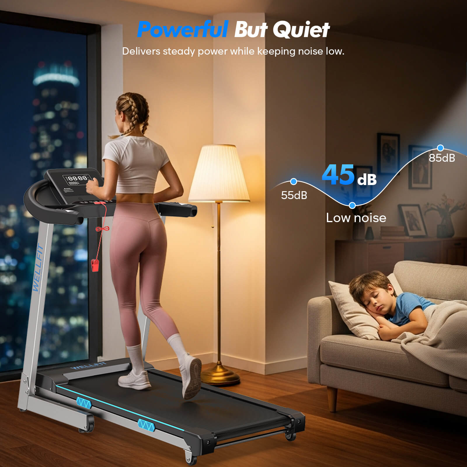 Folding Treadmill With 400lbs Capacity 15% Auto Incline 18*43