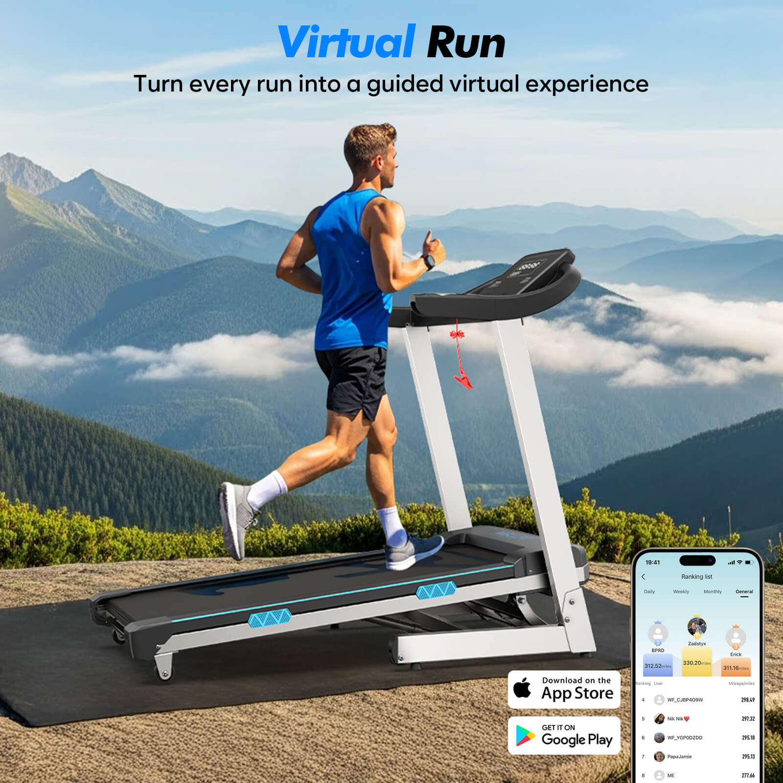 Folding Treadmill With 400lbs Capacity 15% Auto Incline 18*43