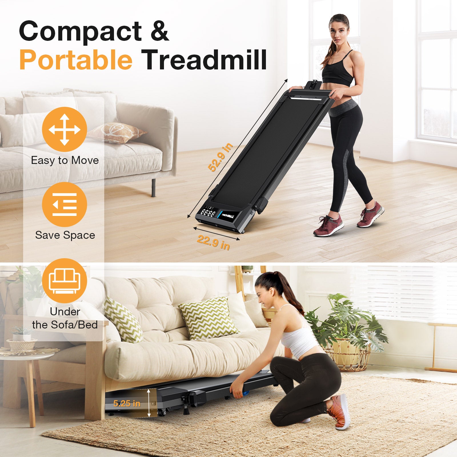 WELLFIT TM010 Smart 2 in 1 Folding 6% Incline Treadmill