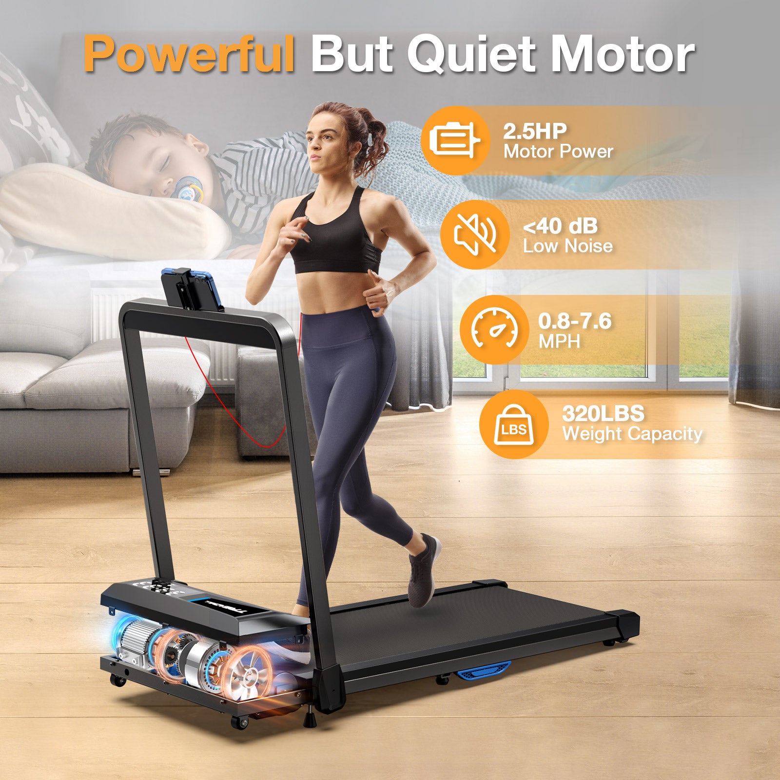 WELLFIT TM010 Smart 2 in 1 Folding 6% Incline Treadmill