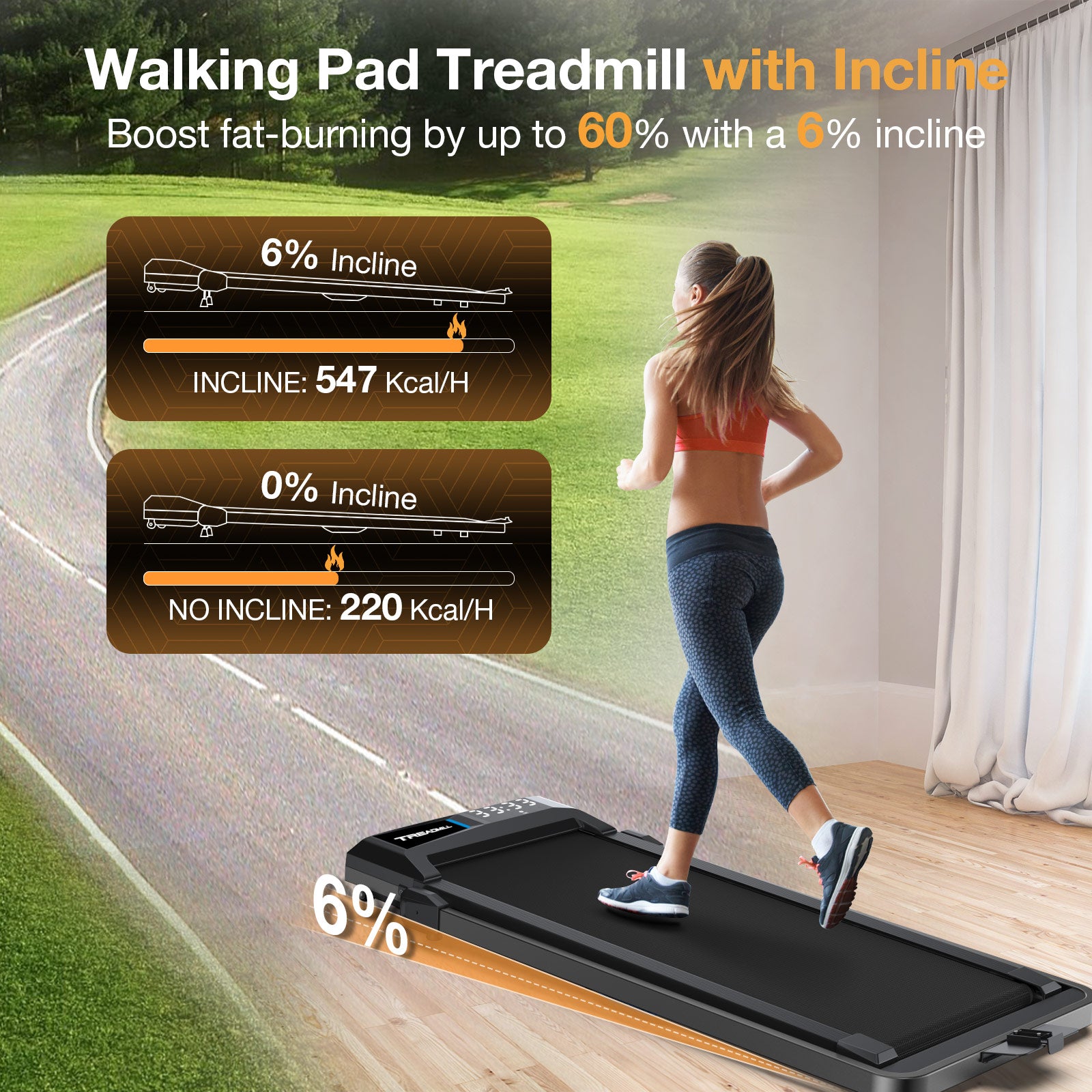 WELLFIT TM010 Smart 2 in 1 Folding 6% Incline Treadmill