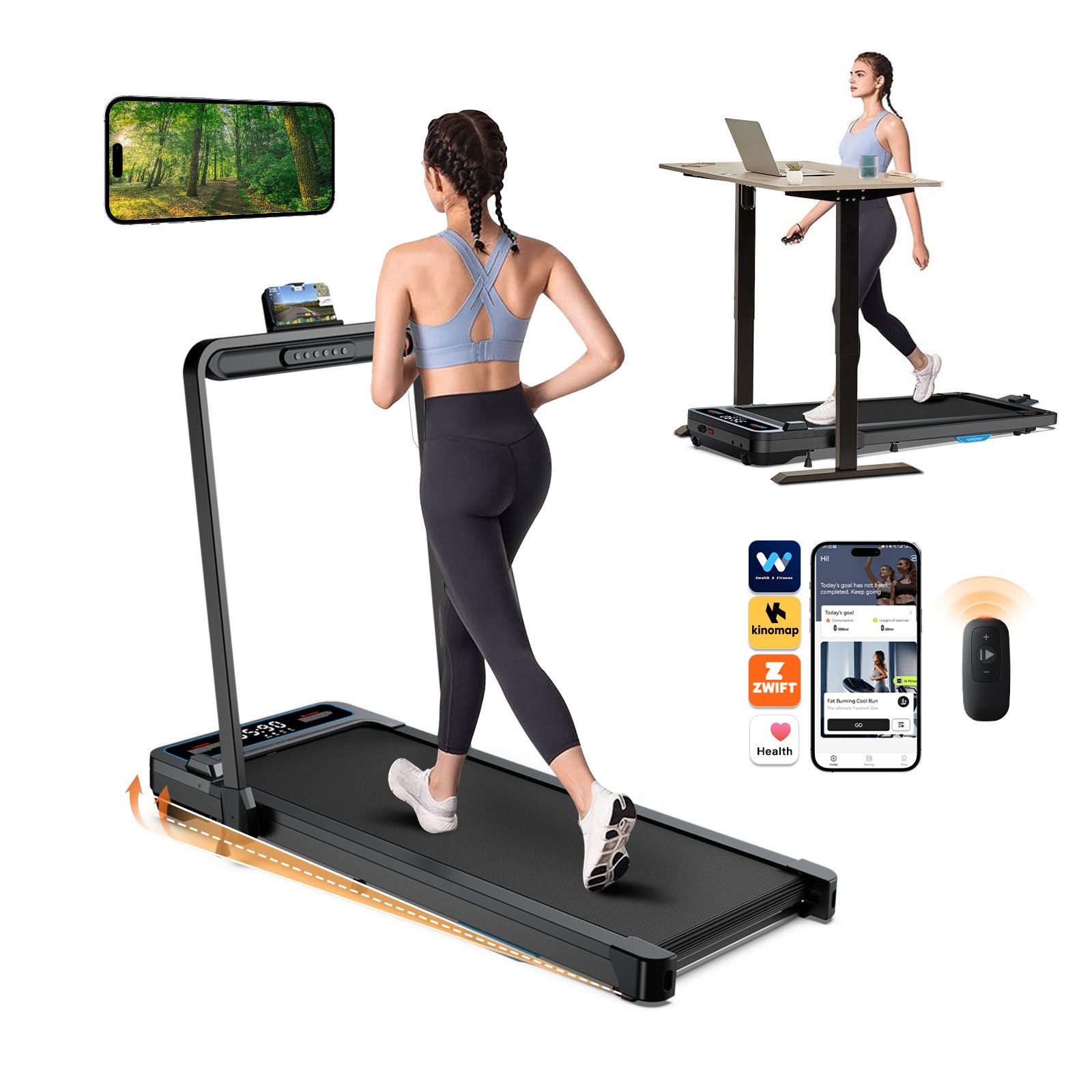 WELLFIT TM012 2 in 1 Smart Treadmill With 6% Incline