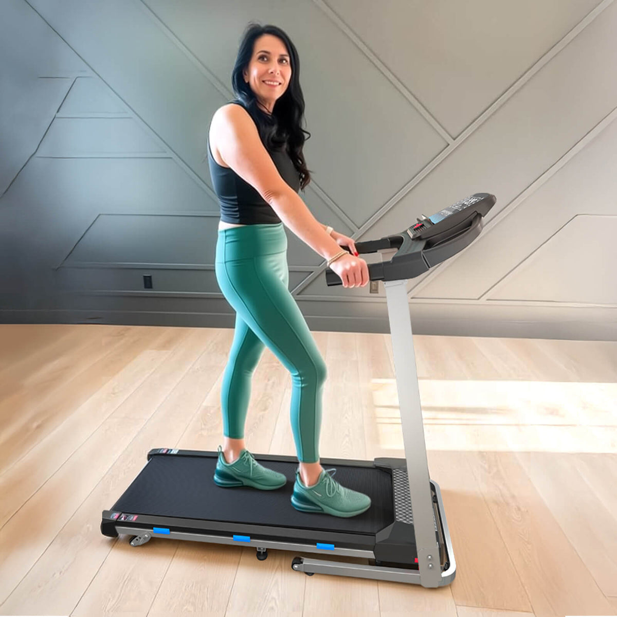 Treadmill Extended Rails TM015 Folding Incline Treadmill With Siderails 350lbs Capacity Good For ...
