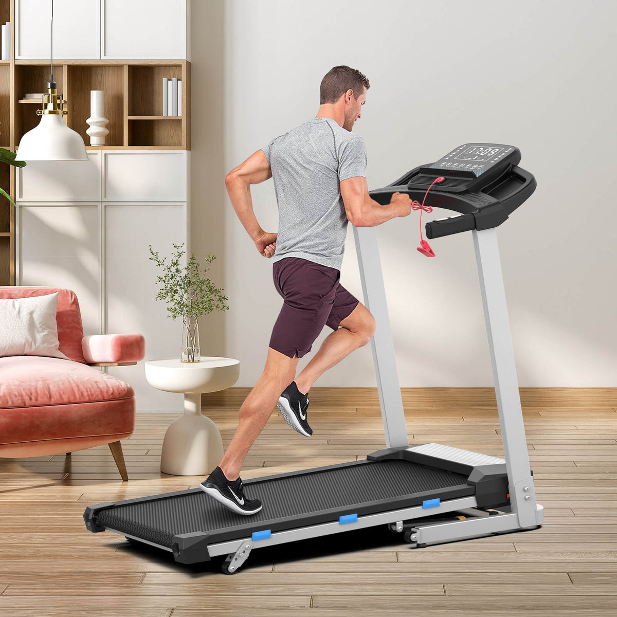 Treadmill Extended Rails TM015-Foldable Incline Treadmill With Side Rails 350 lbs Capacity