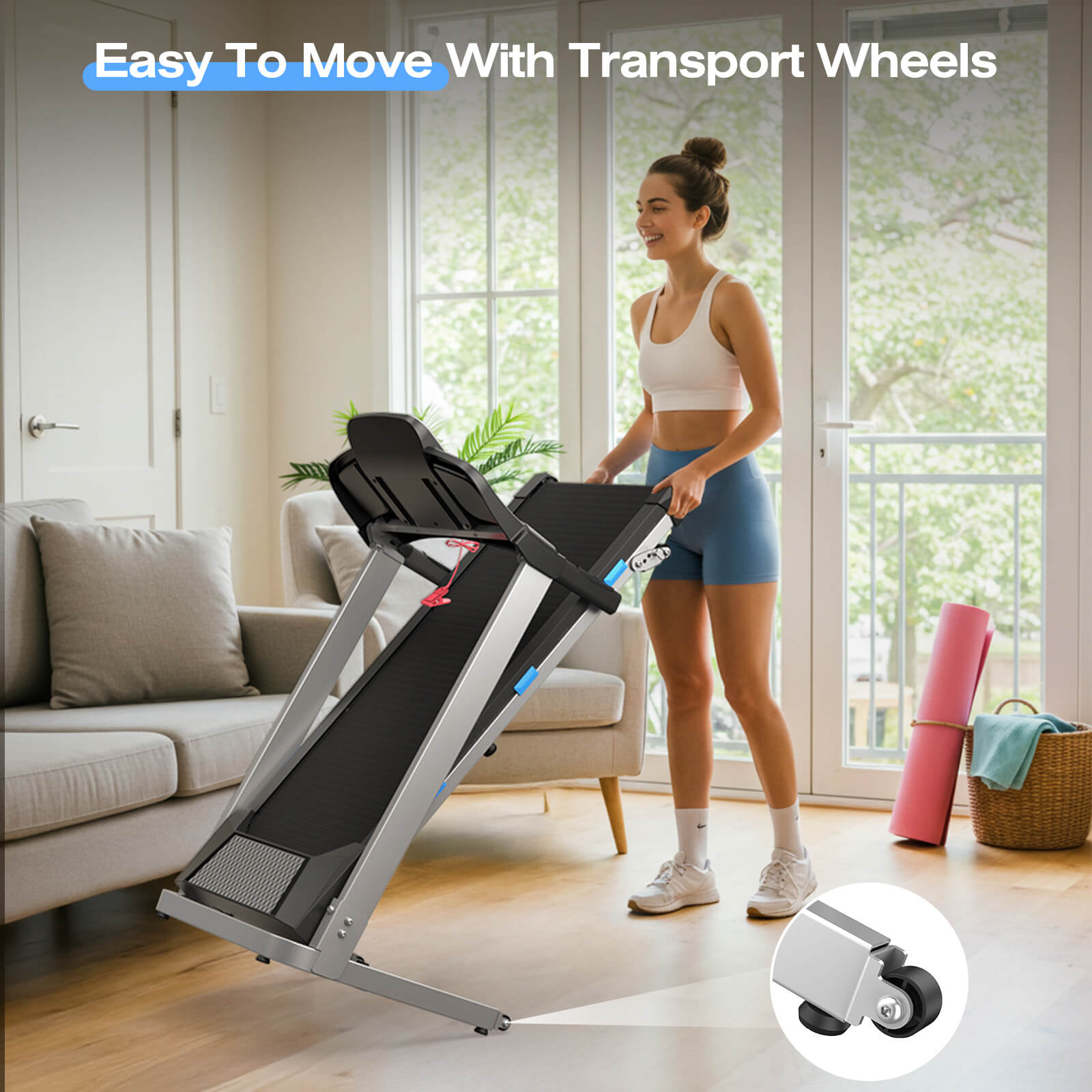 TM015-Foldable Incline Treadmill With Side Rails 350 lbs Capacity