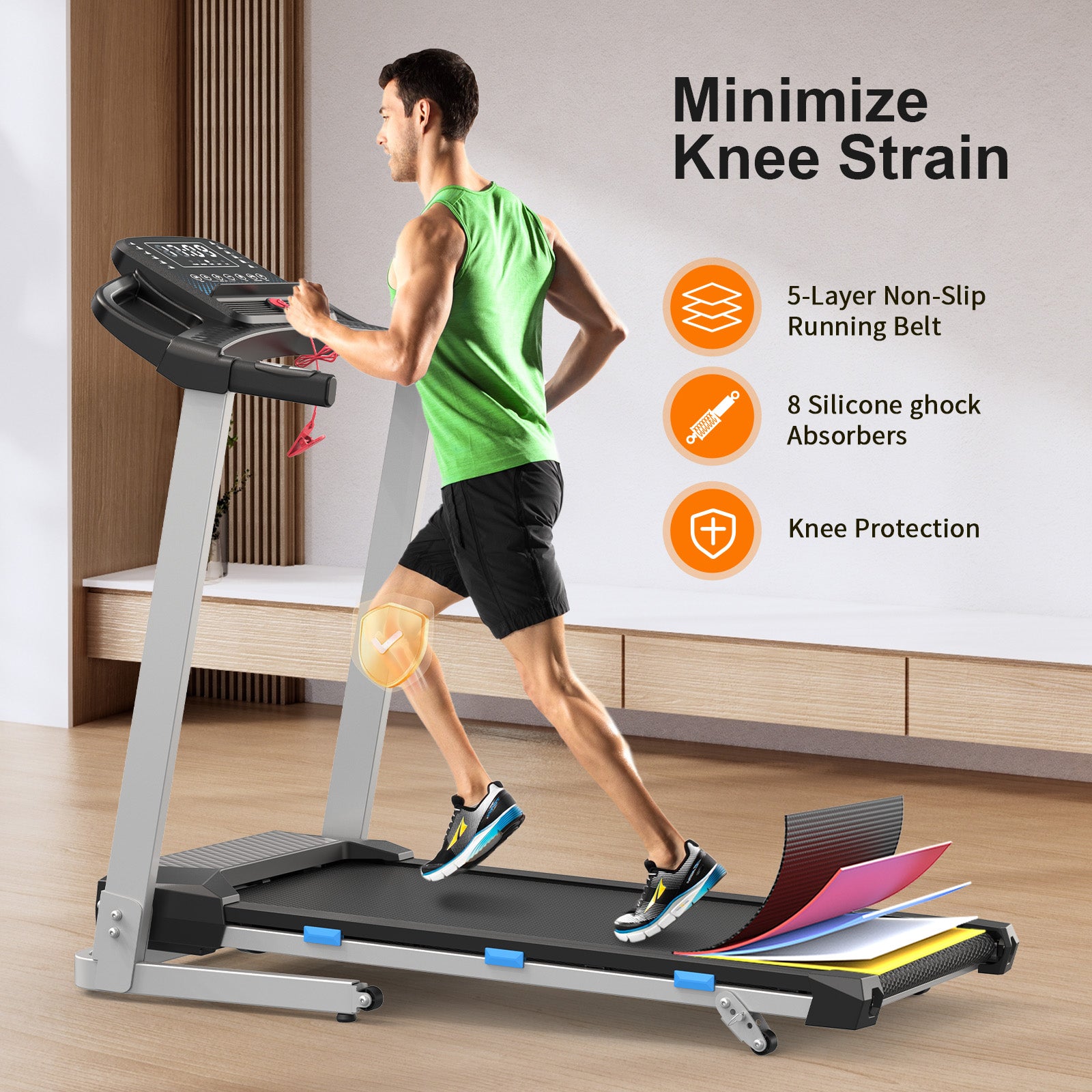 [New]TM015-Incline Treadmill With Side Rails 350 lbs Capacity