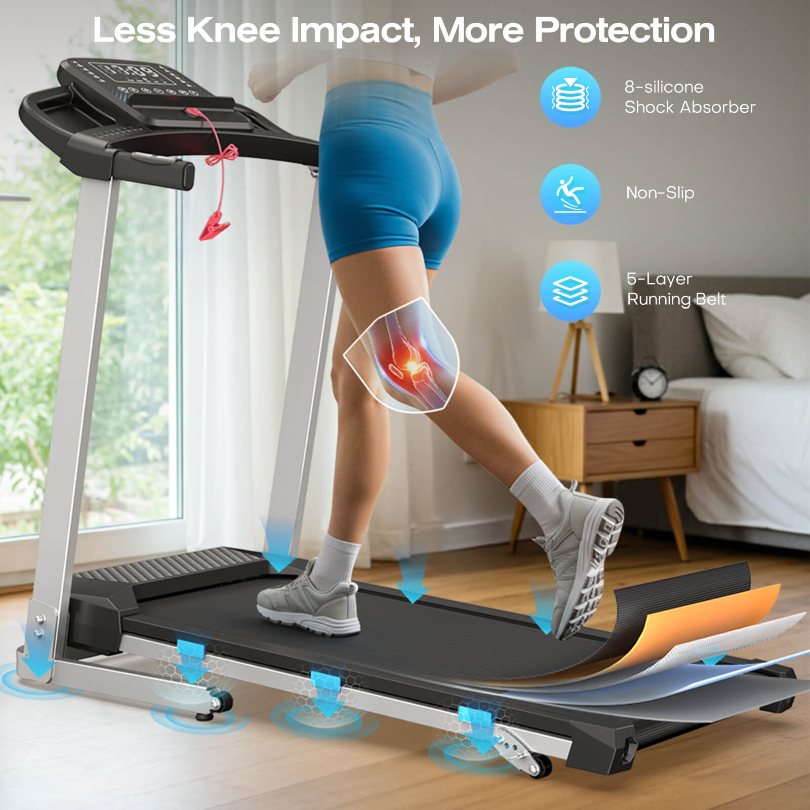 TM015-Foldable Incline Treadmill With Side Rails 350 lbs Capacity