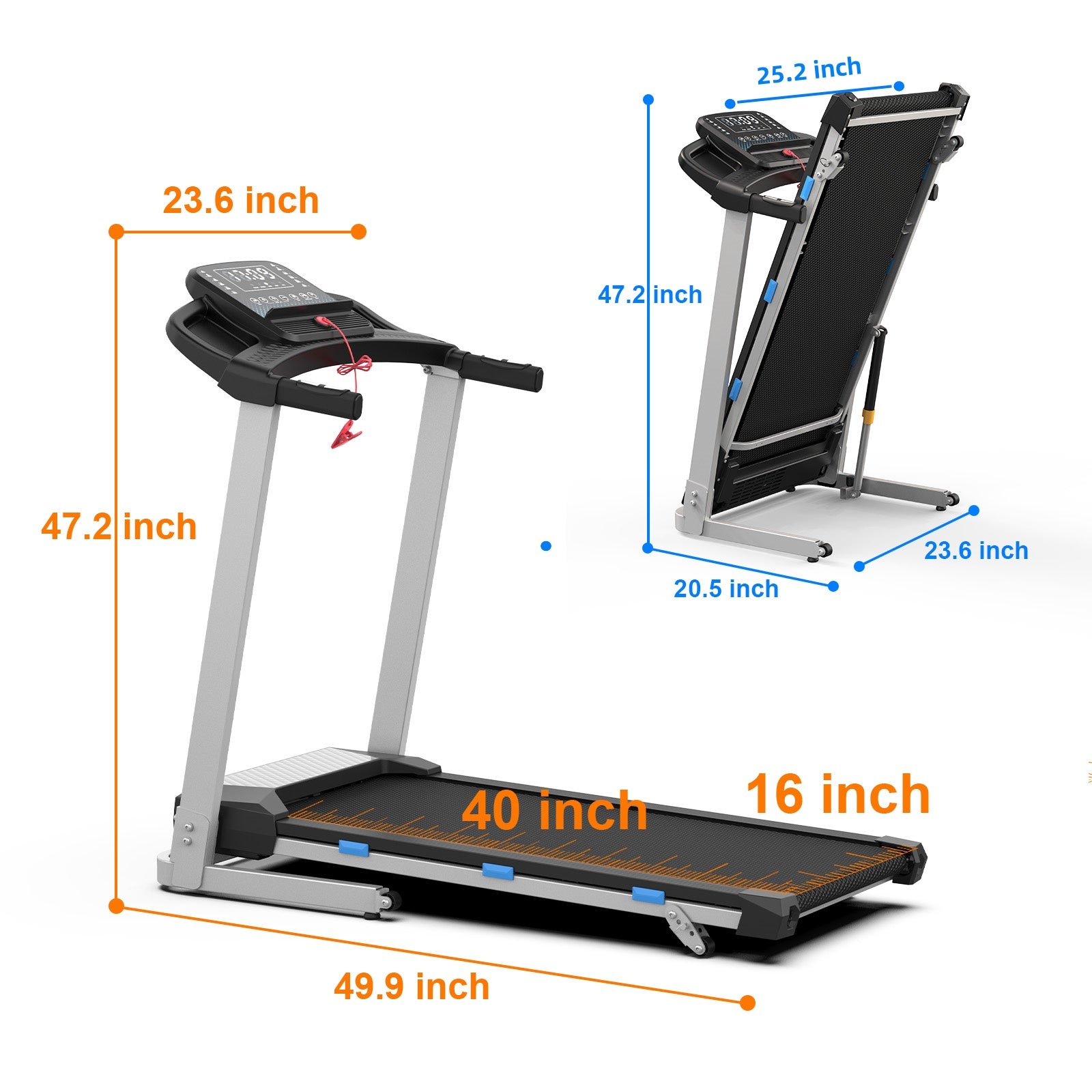[New]TM015-Foldable Incline Treadmill With Side Rails 350 lbs Capacity