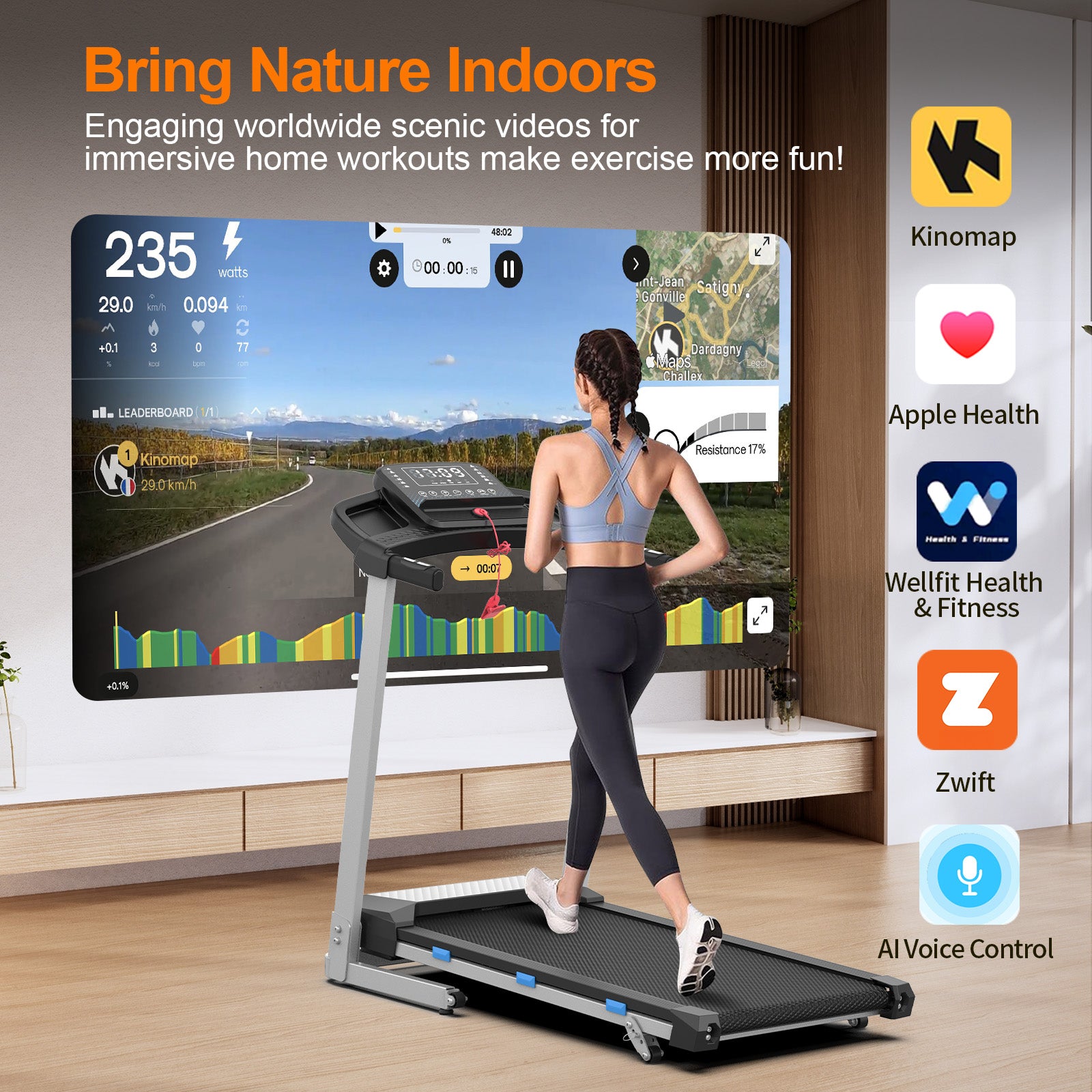 [New]TM015-Incline Treadmill With Side Rails 350 lbs Capacity