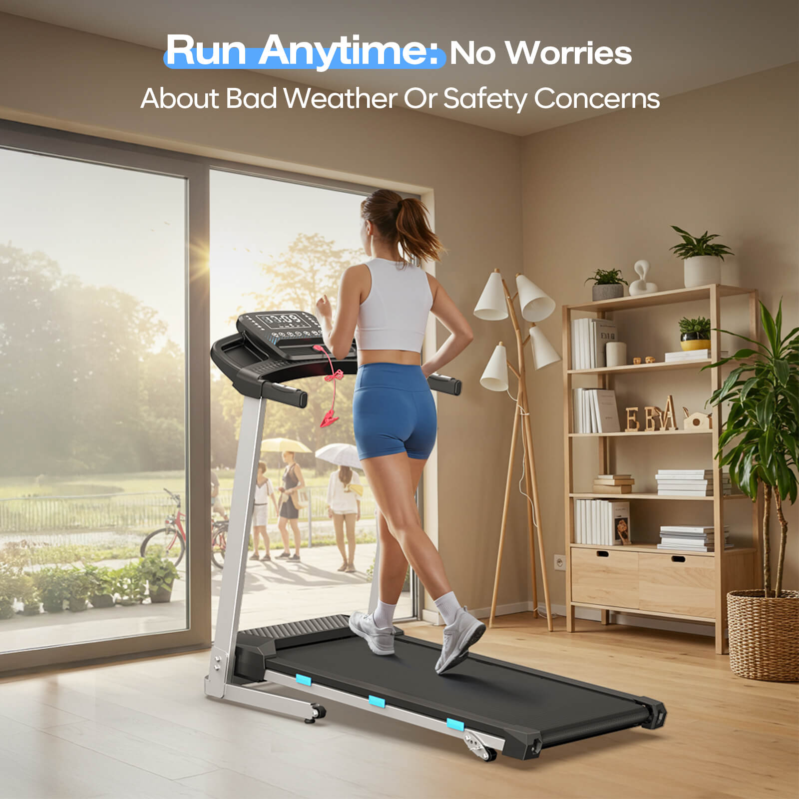 TM015-Foldable Incline Treadmill With Side Rails 350 lbs Capacity