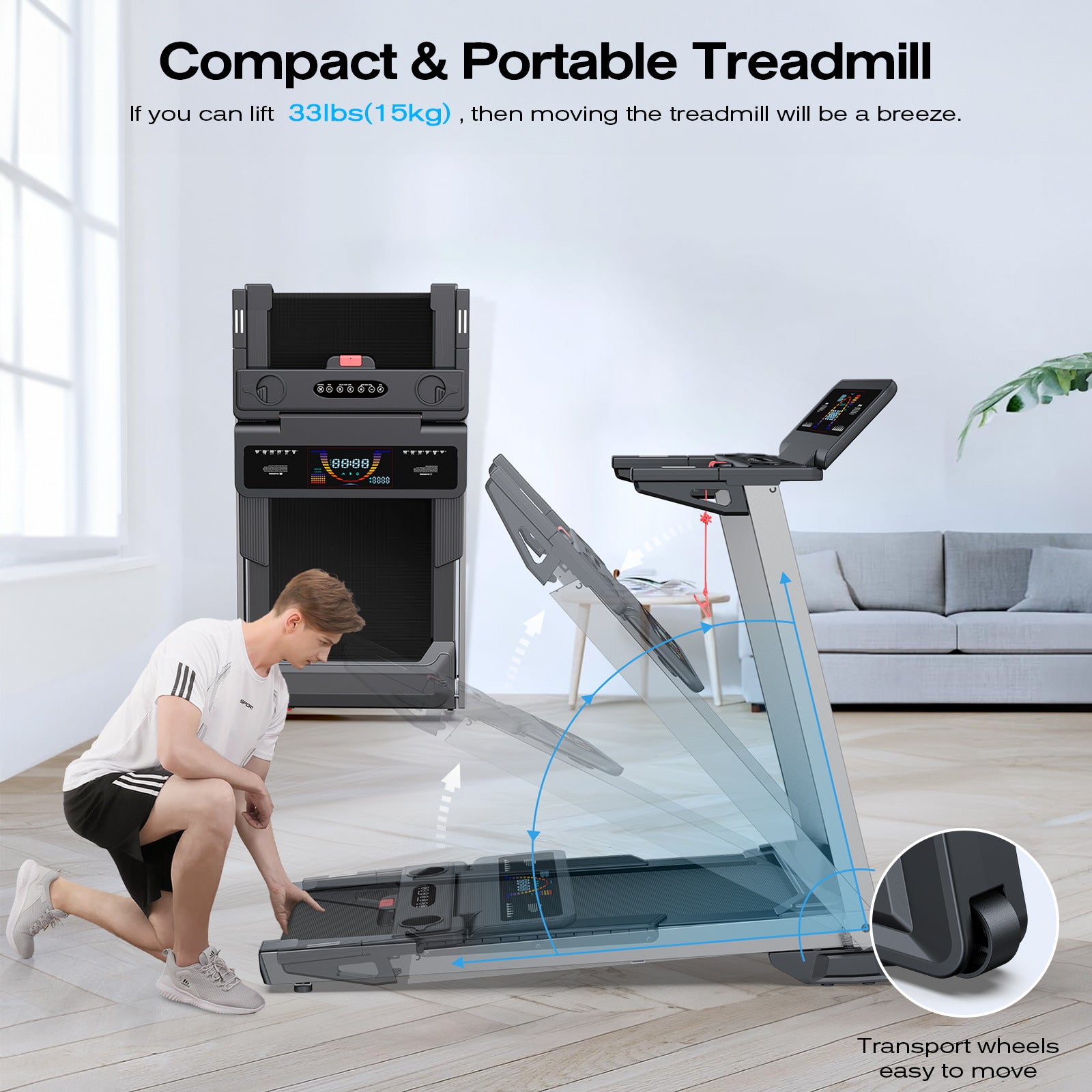 [New Arrival]TM024 Foldable Treadmill-450LBS-9.9mph