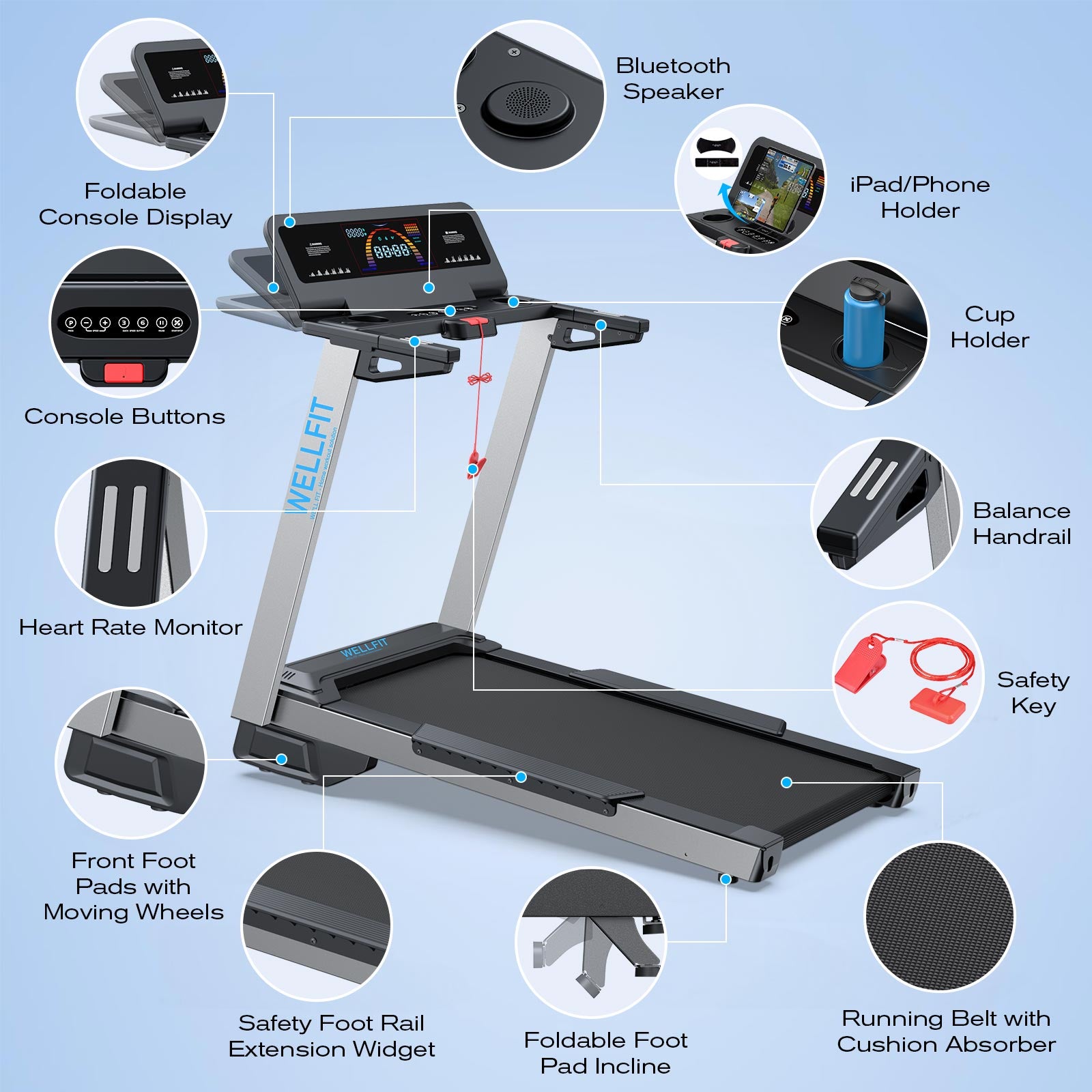 [New Arrival]TM024 Foldable Treadmill-450LBS-9.9mph