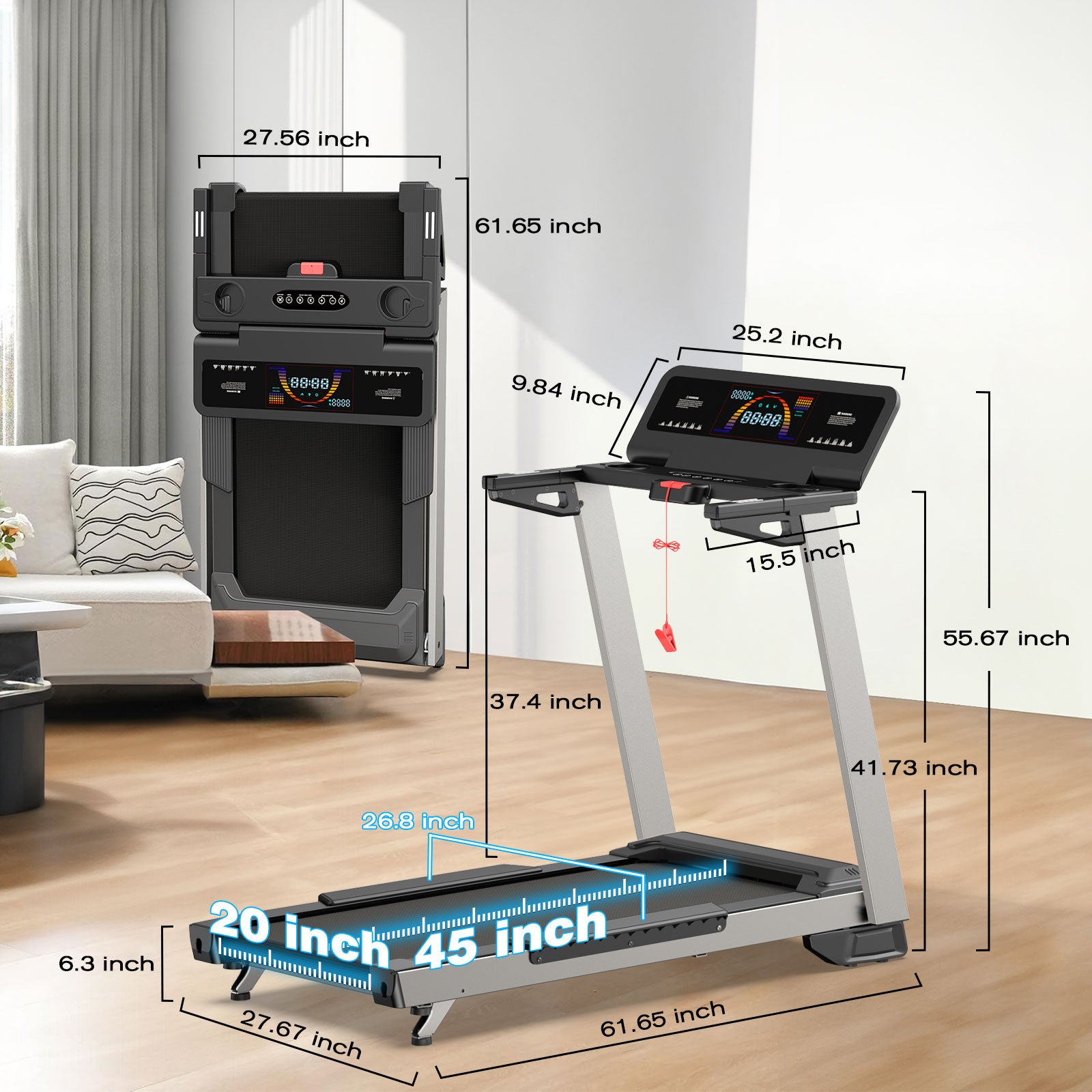 [New Arrival]TM024 Foldable Treadmill-450LBS-9.9mph