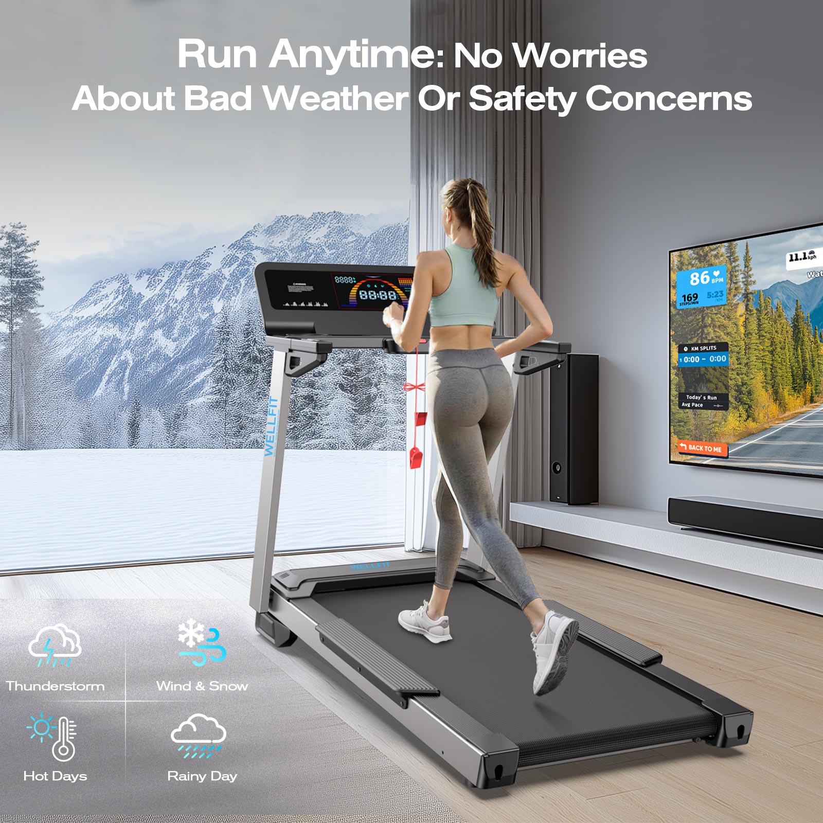 [New Arrival]TM024 Foldable Treadmill-450LBS-9.9mph