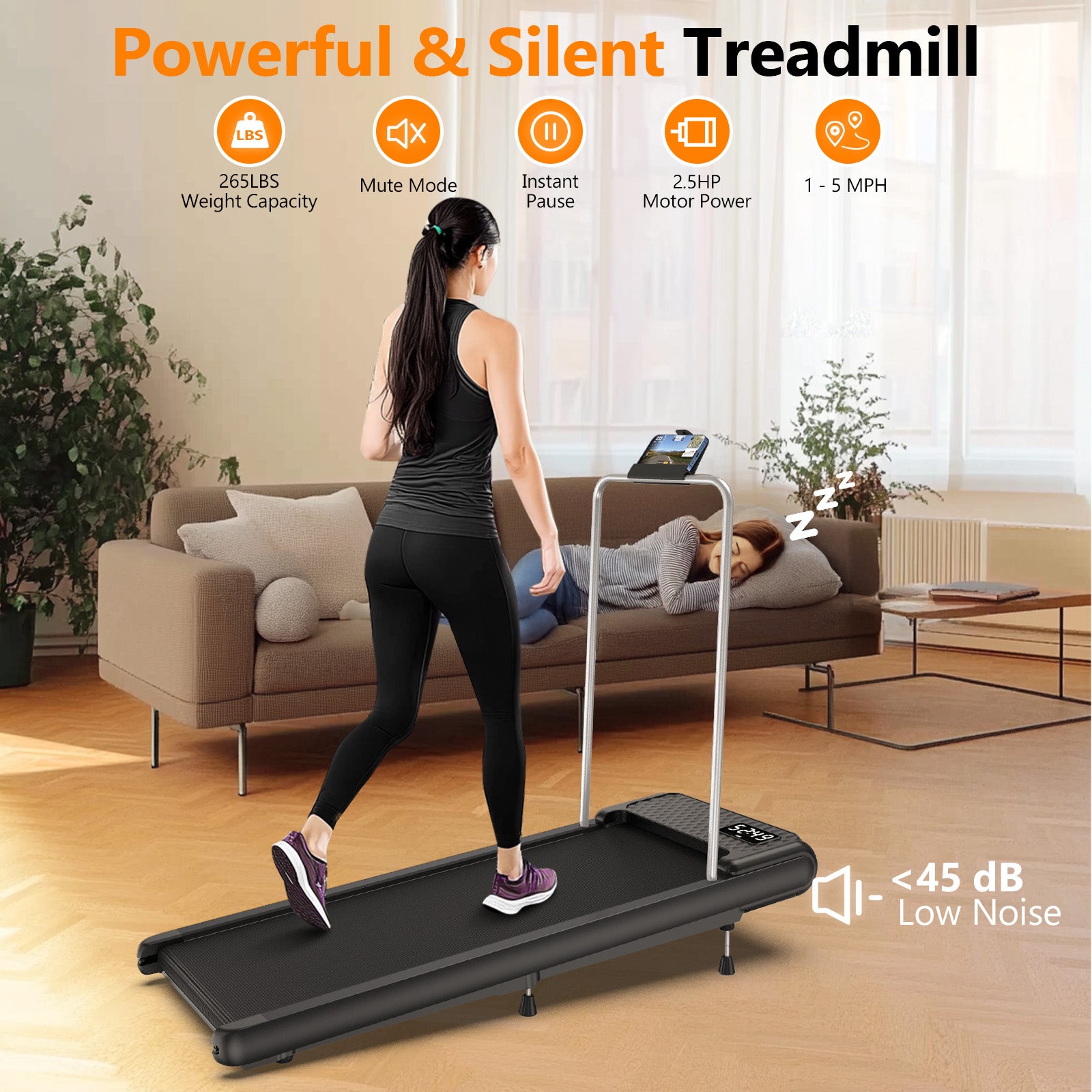 [New] TM027-Treadmill With Handrail And Mute Mode