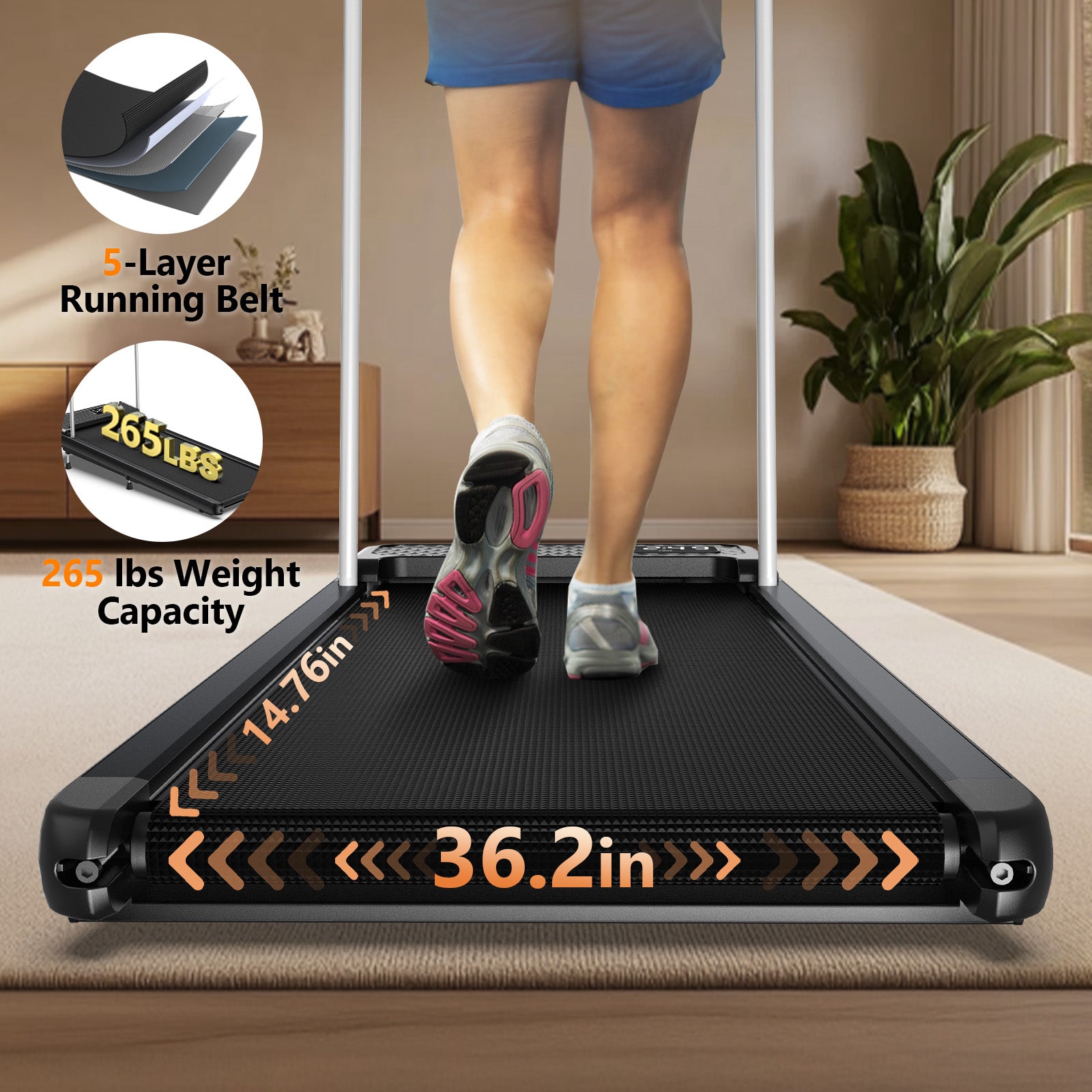 [New] TM027-Treadmill With Handrail And Mute Mode