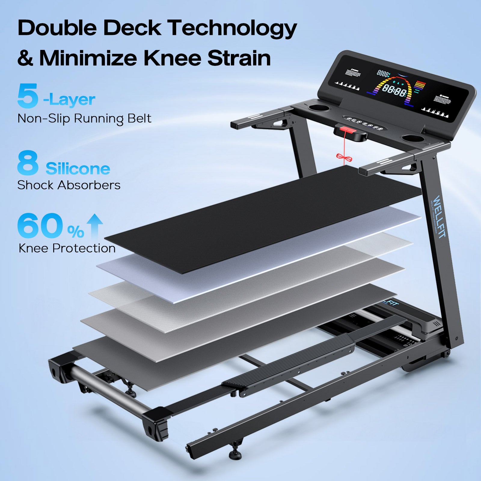 [New]TM029 Folding Treadmill-10 Auto Incline-450LBS-10mph-55Inch Long Running Area