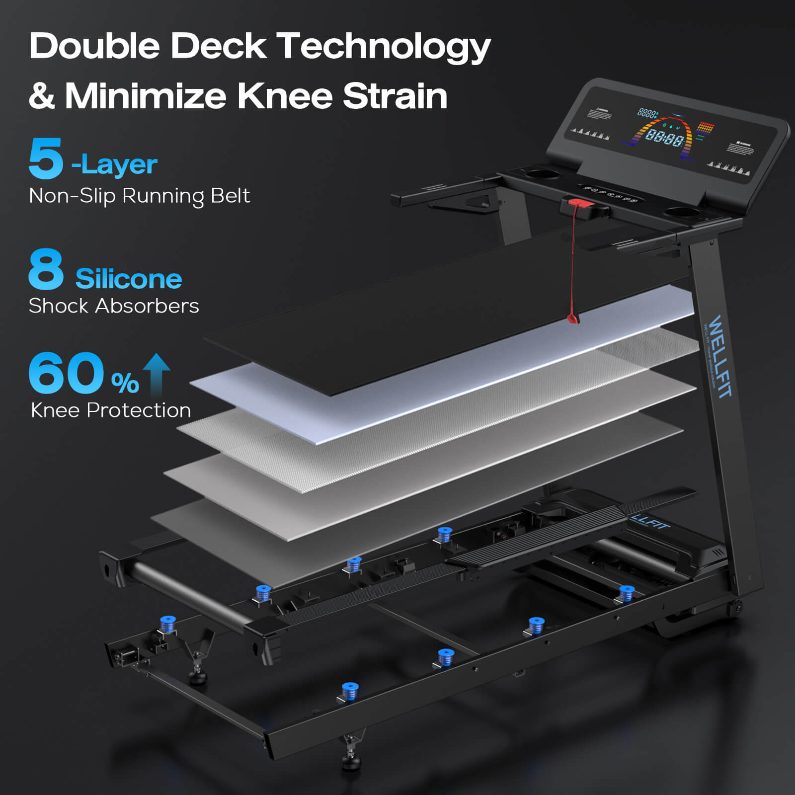 [New]TM029 Treadmill-12 Auto Incline-450LBS-10mph-55Inch Long Running Area