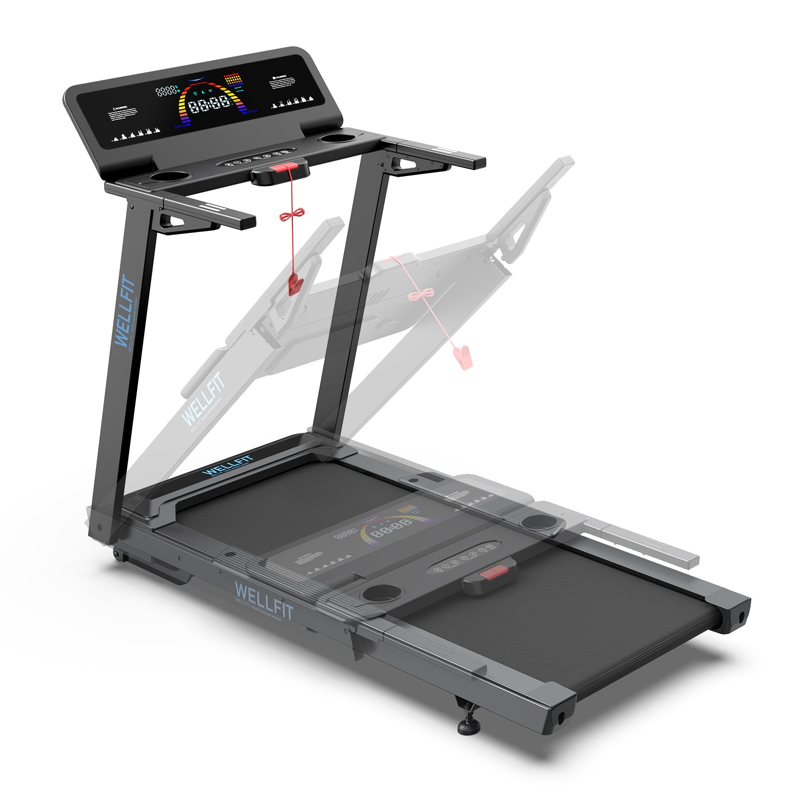 [New]TM029 Folding Treadmill-10 Auto Incline-450LBS-10mph-55Inch Long Running Area