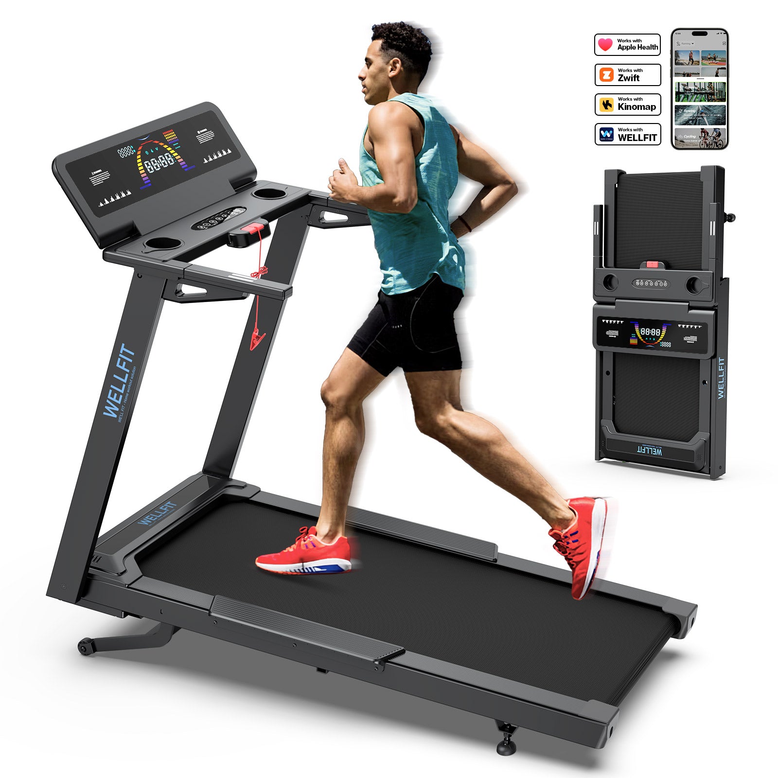 [New]TM029 Folding Treadmill-10 Auto Incline-450LBS-10mph-55Inch Long Running Area