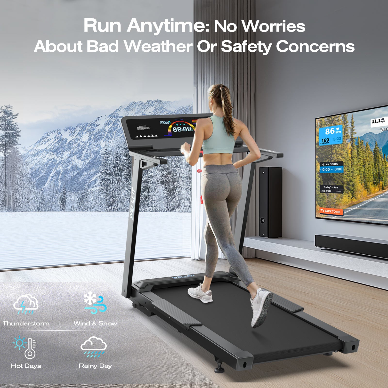 [New]TM029 Treadmill-12 Auto Incline-450LBS-10mph-55Inch Long Running Area