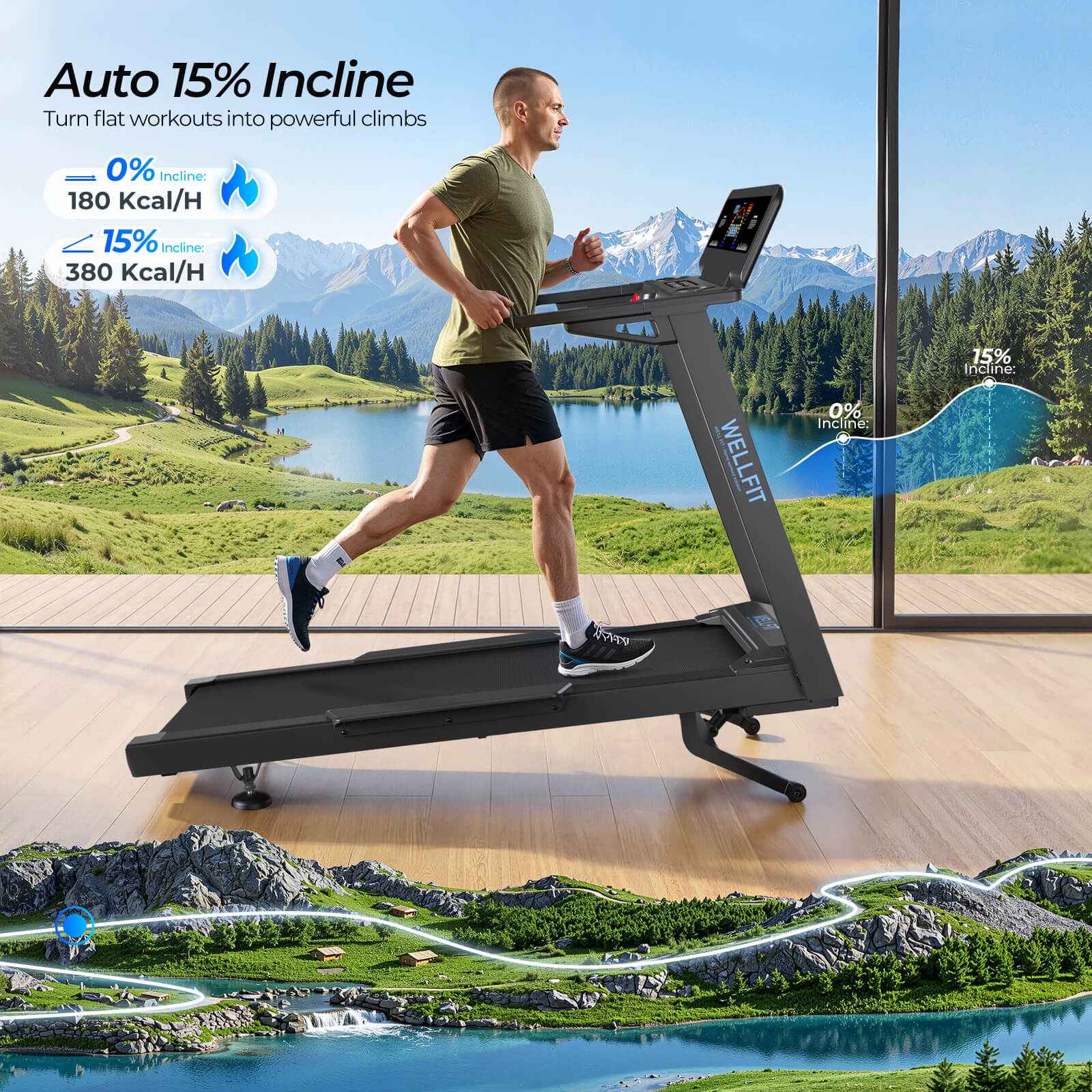 2026 TM029 Pro Heavy Duty Treadmill With 15% Auto Incline