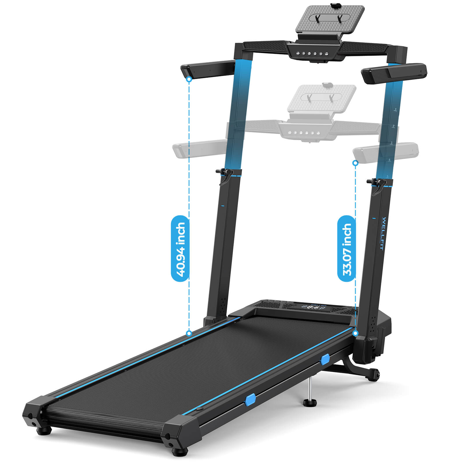 [New]TM032 Height-Adjustable Treadmill with 10% Auto Incline 17*44 Inch Running Area