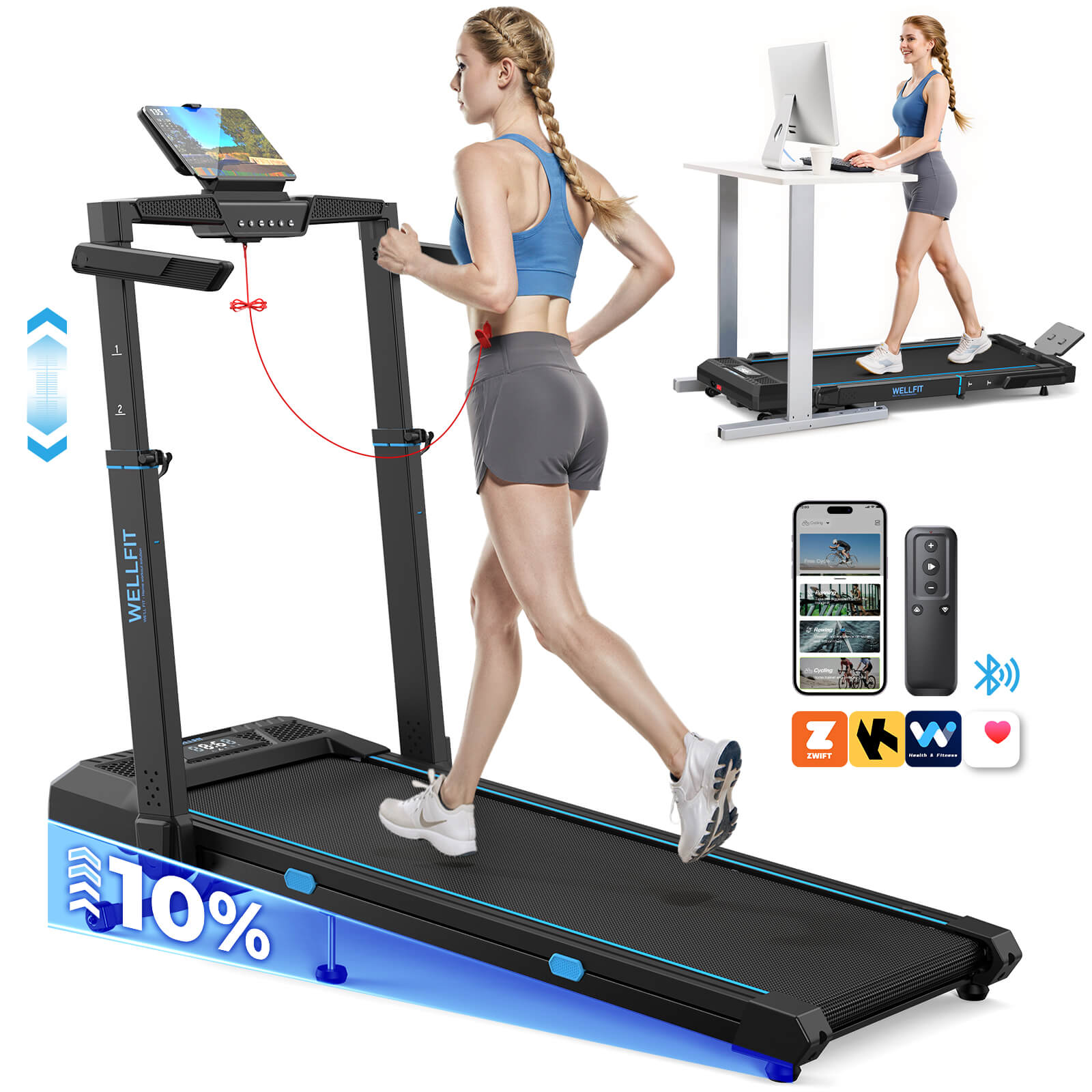 [New]TM032 Height-Adjustable Treadmill with 10% Auto Incline