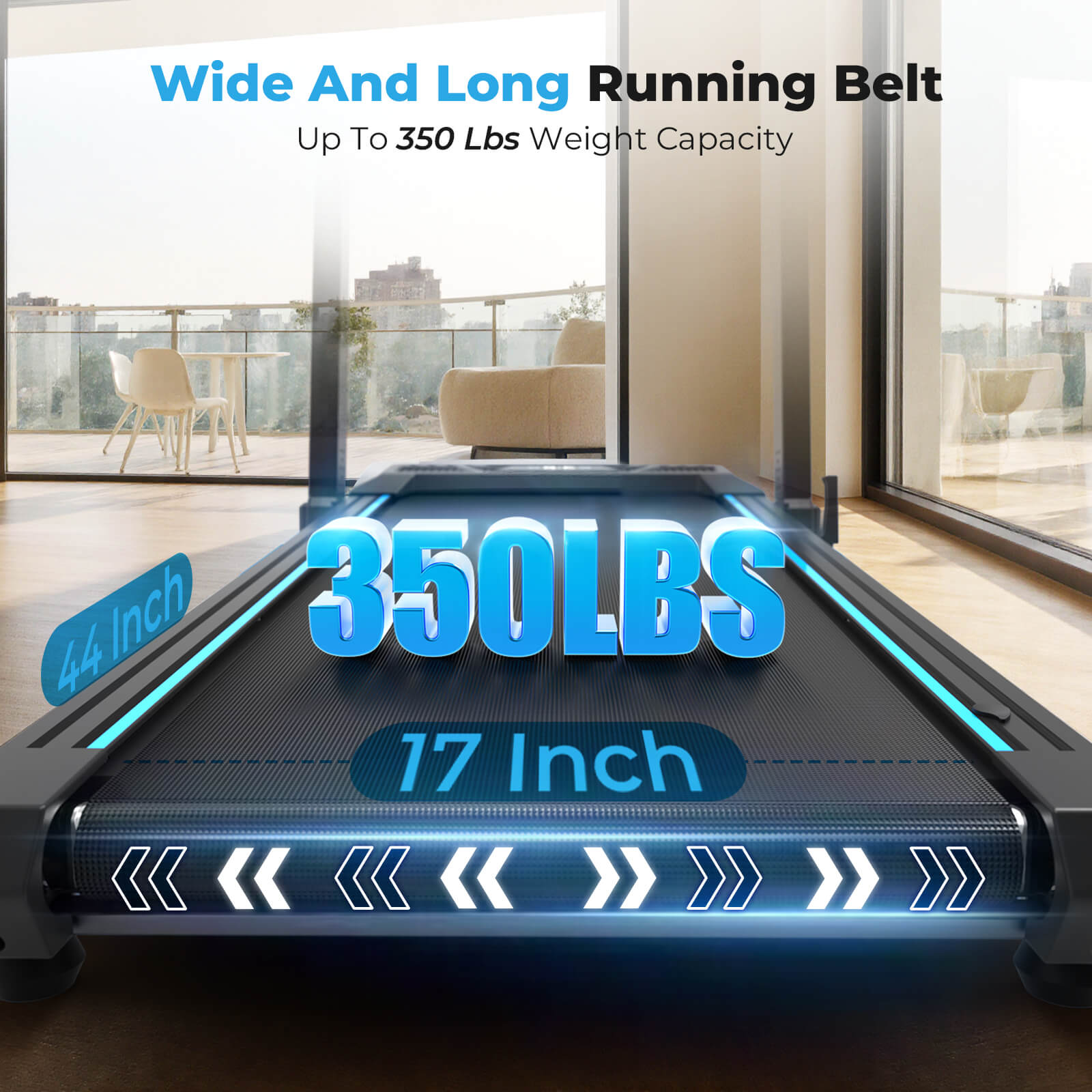 [New]TM032 Height-Adjustable Treadmill with 10% Auto Incline 17*44 Inch Running Area