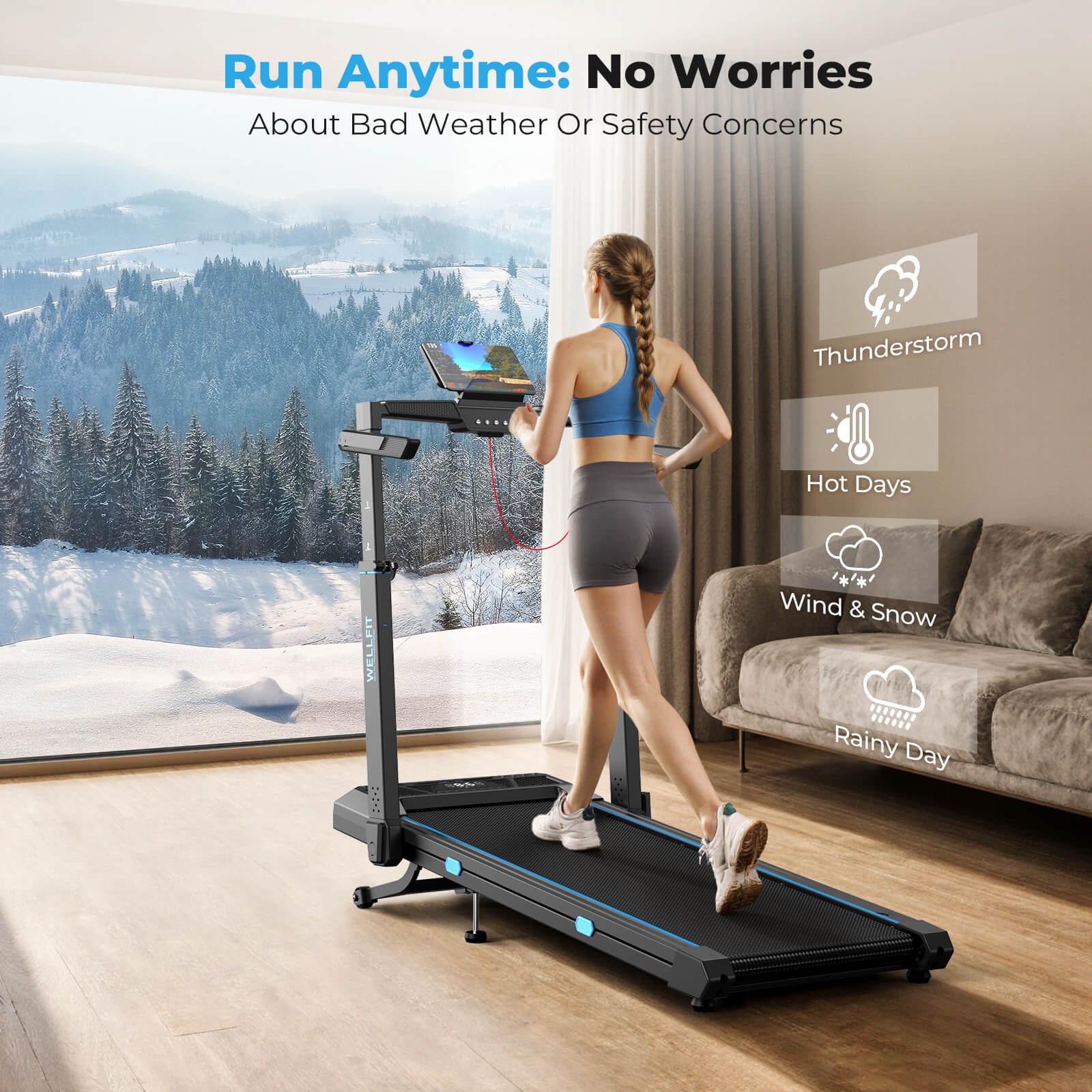 [New][Pre-Sale]TM032 Height-Adjustable Treadmill with 10% Auto Incline 17*44 Inch Running Area