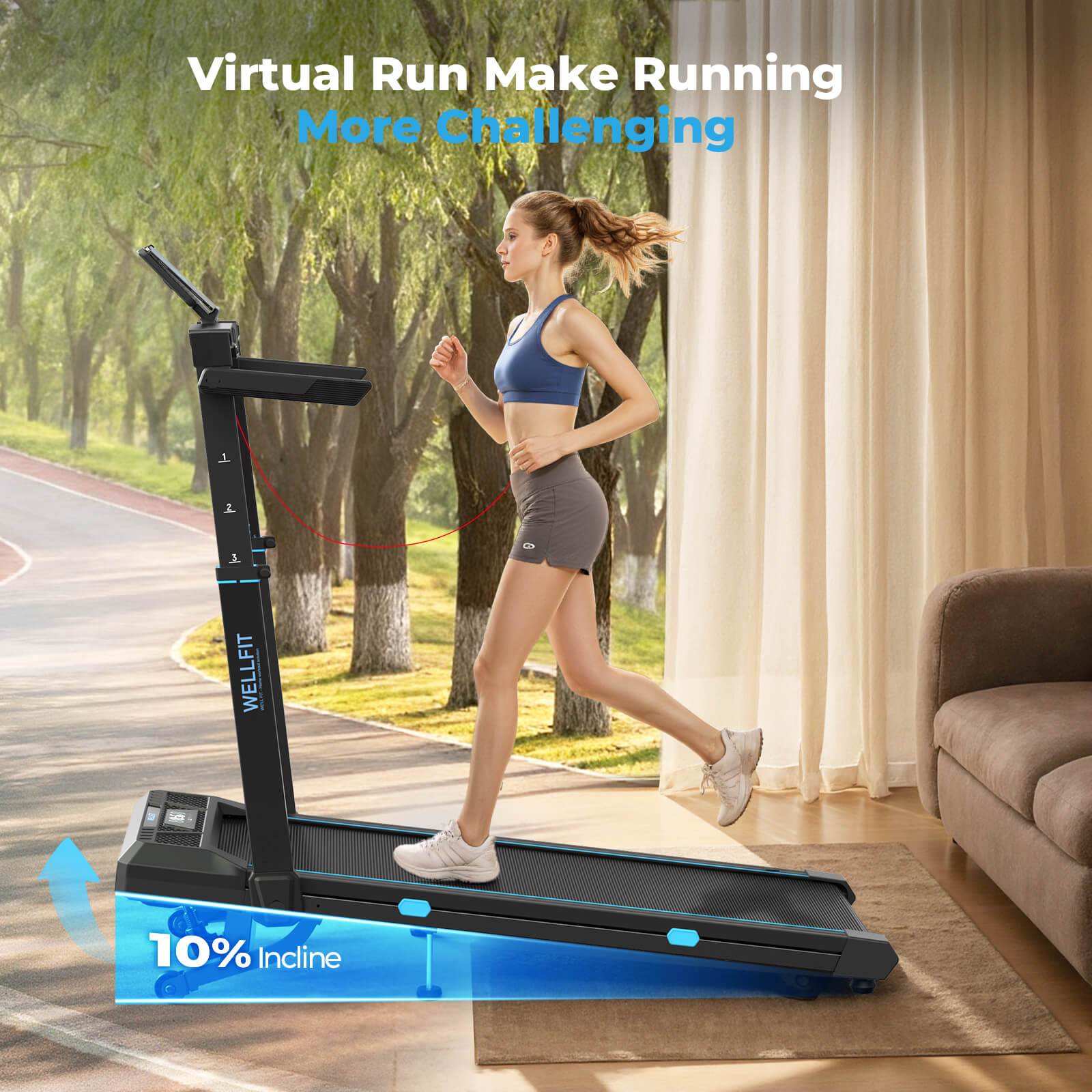 [New]TM032 Height-Adjustable Treadmill with 10% Auto Incline
