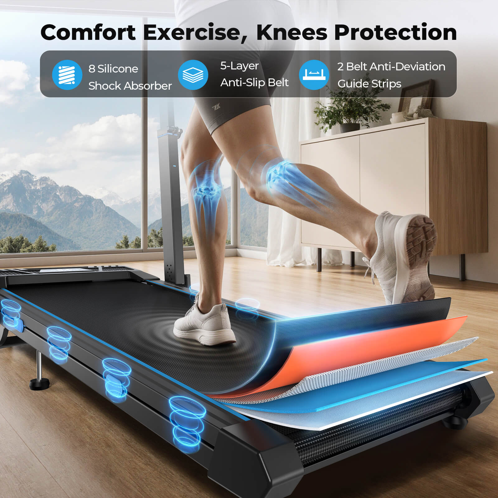 [New][Pre-Sale]TM032 Height-Adjustable Treadmill with 10% Auto Incline 17*44 Inch Running Area