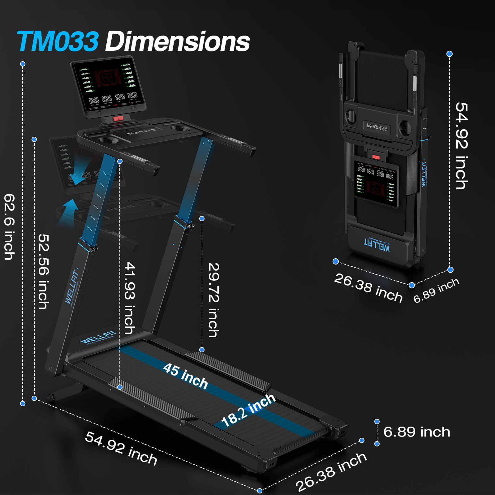 [New]TM033 Heavy-Duty 12% Auto Incline Treadmill With Screen 18.2*45 In Running Area