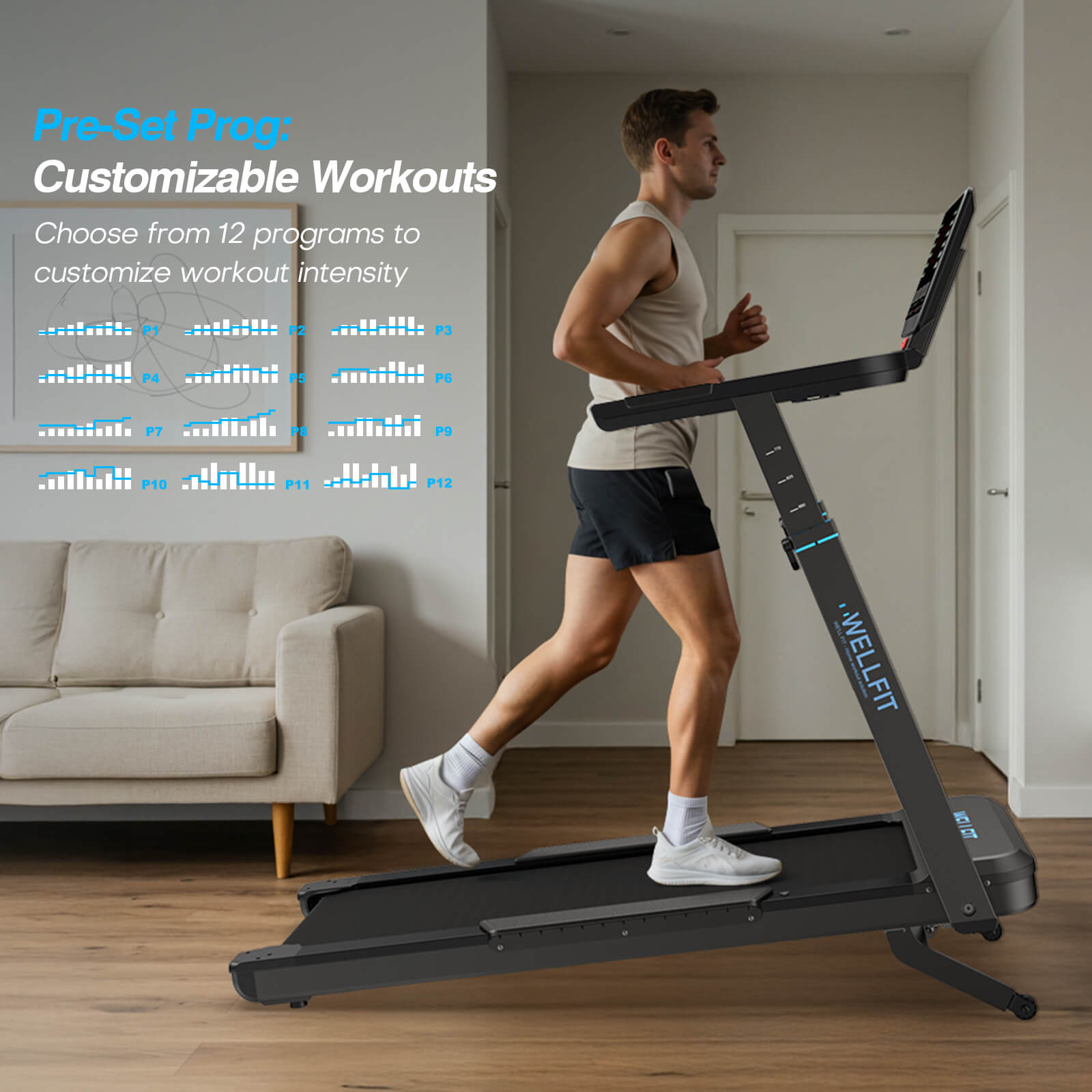 [New]TM033 Heavy-Duty 12% Auto Incline Treadmill With Screen 18.2*45 In Running Area
