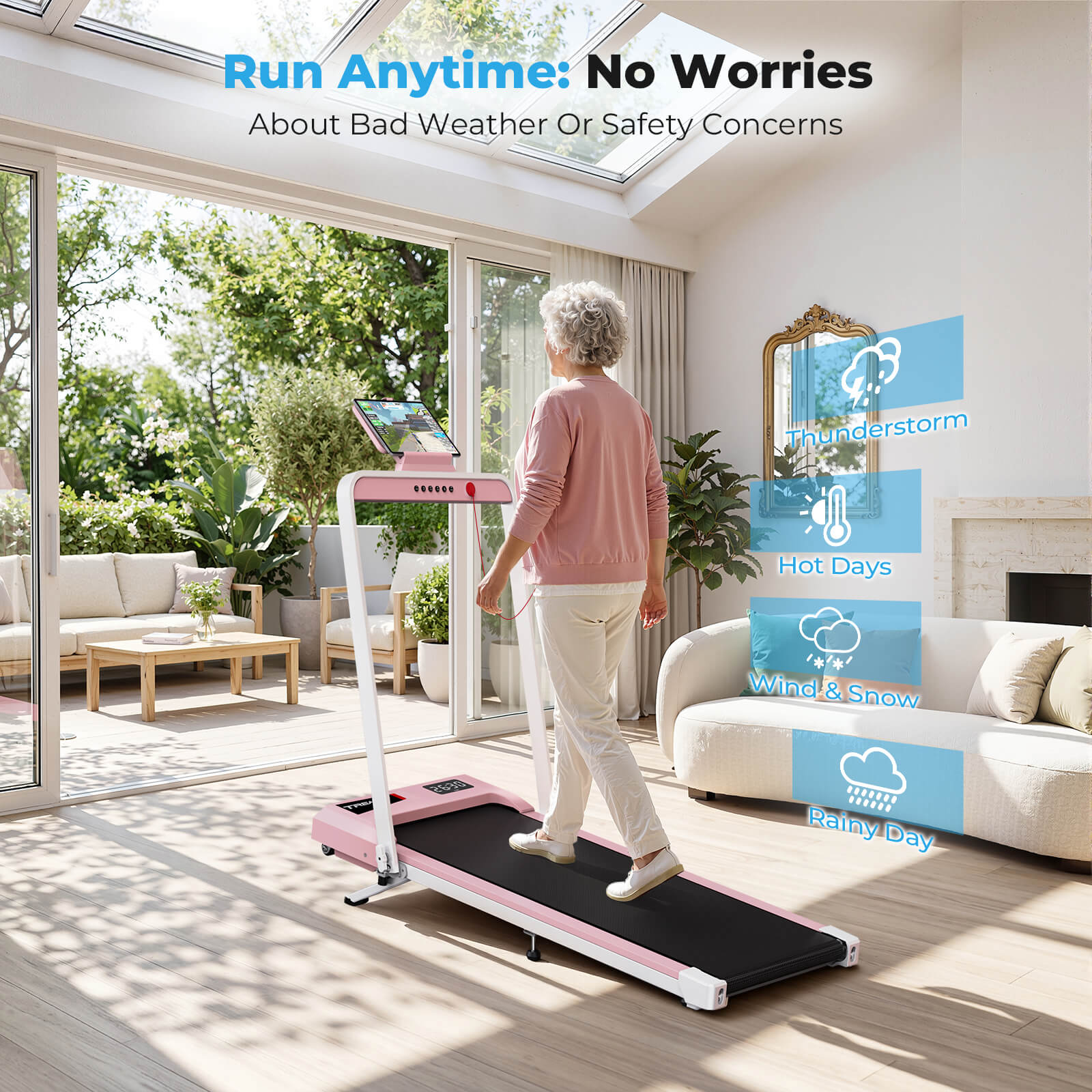 TM034 Folding Treadmill With 10% Incline