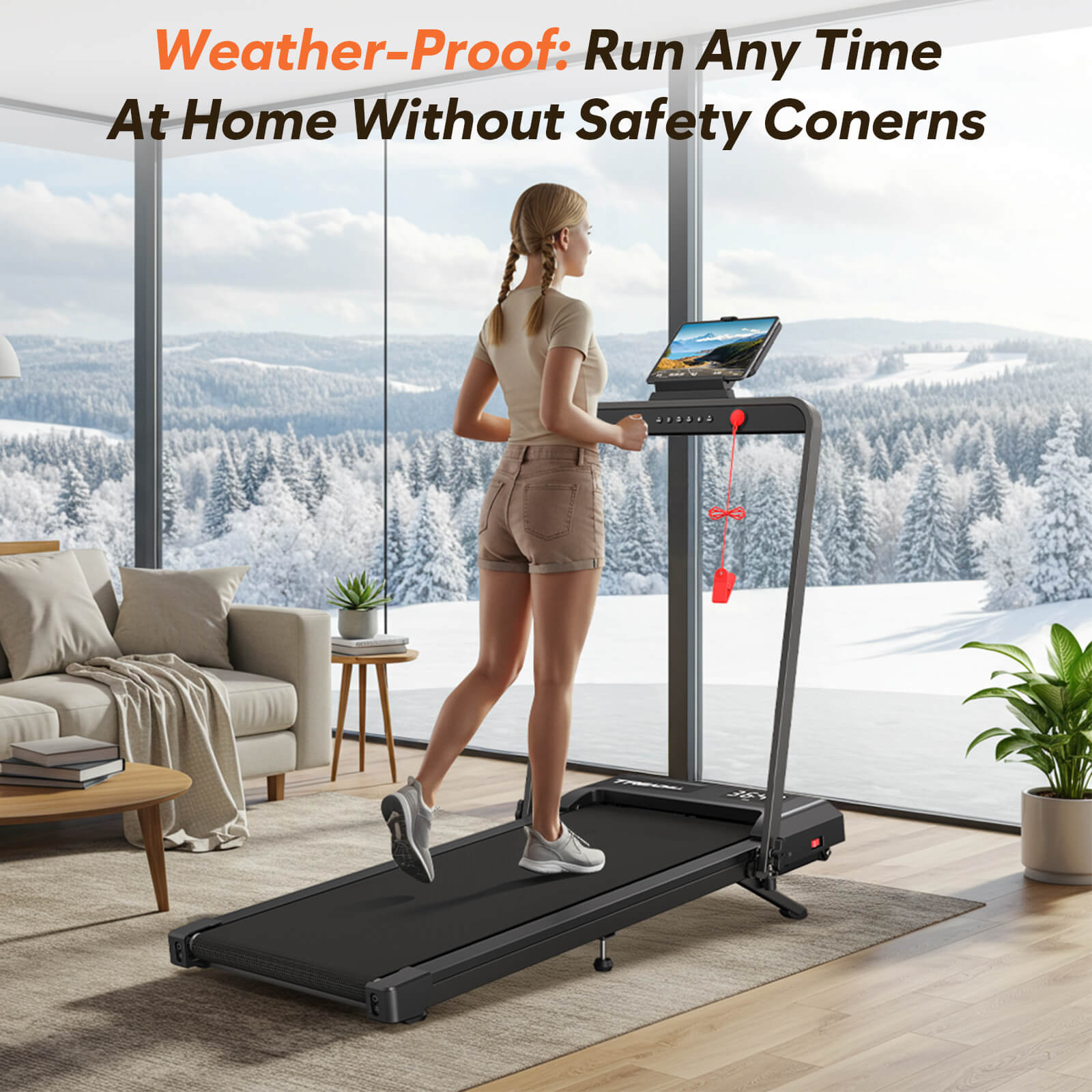 TM034 Folding Treadmill With 10% Incline