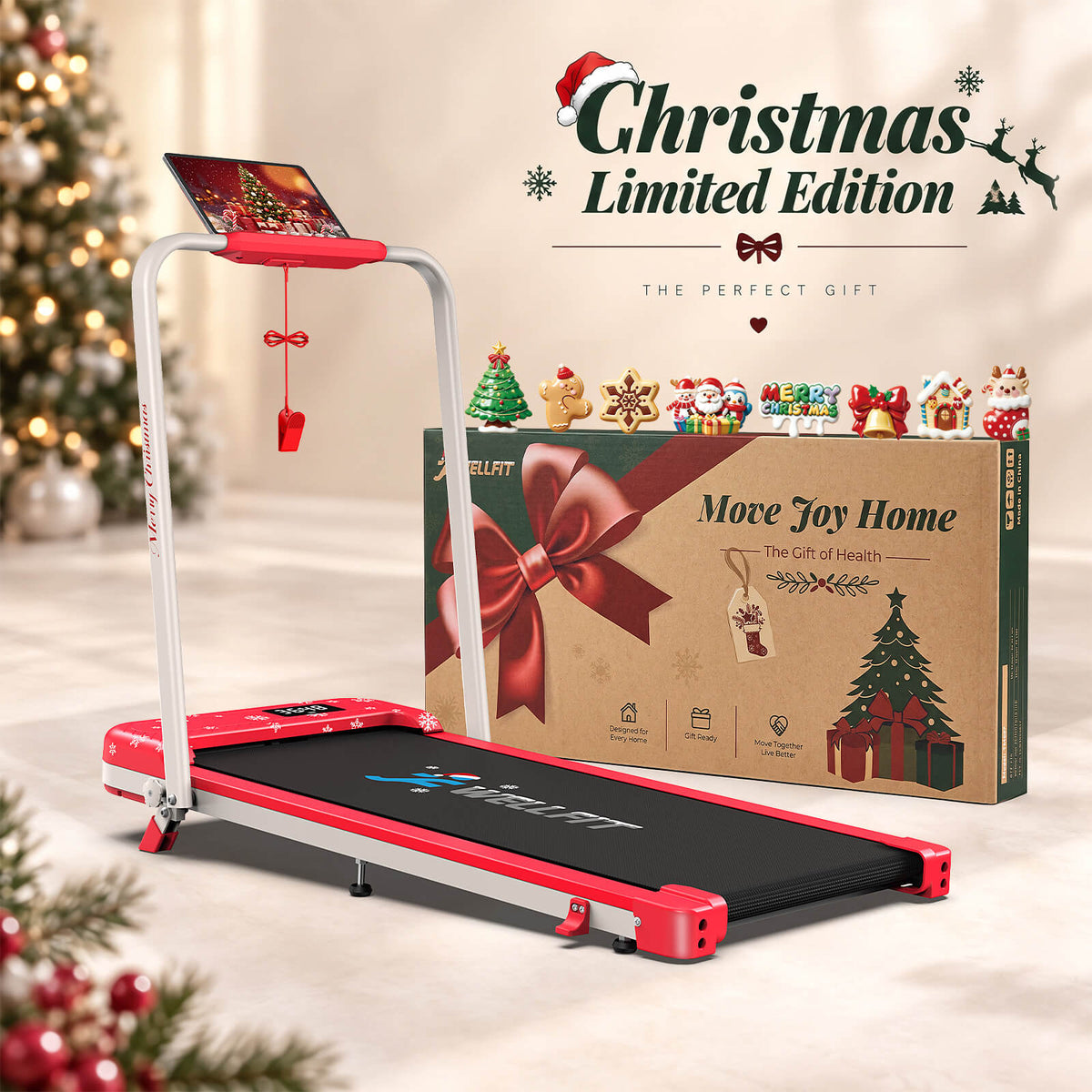TM037 Christmas Edition-10% Incline Folding Treadmill