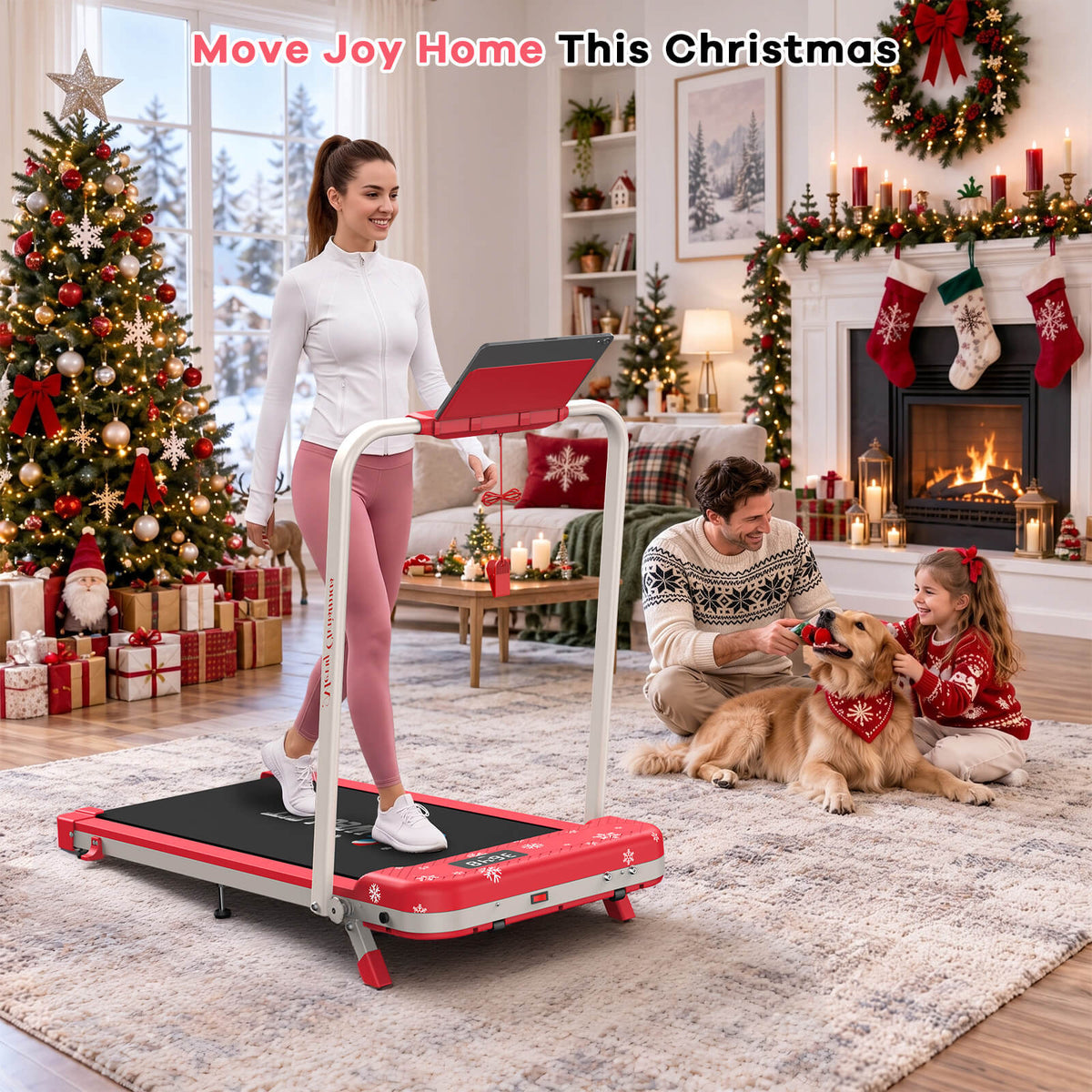 TM037 Christmas Edition-10% Incline Folding Treadmill