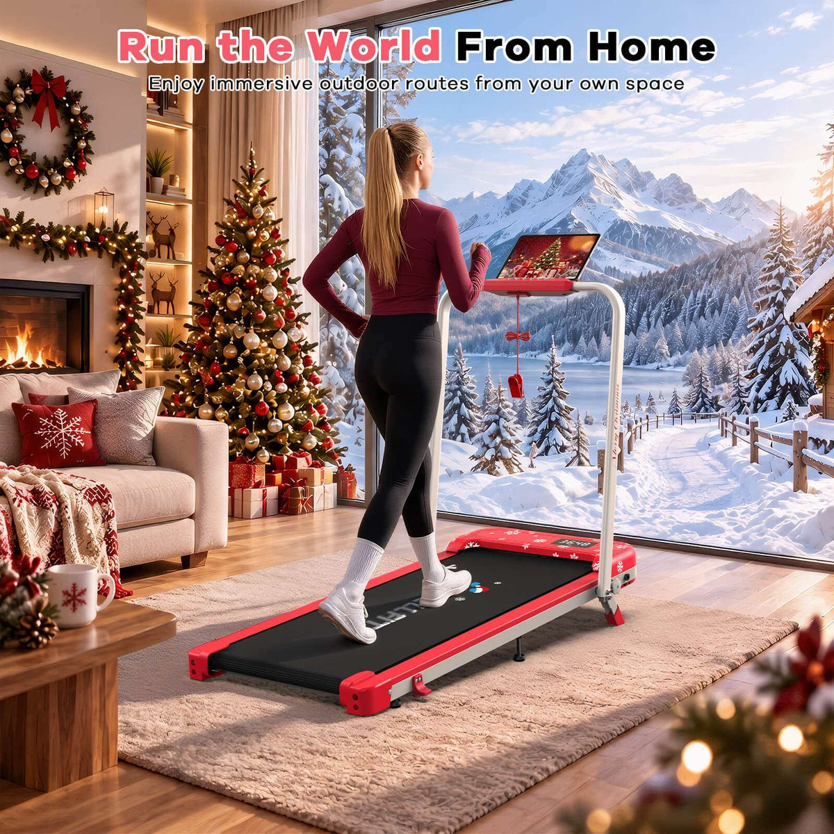 TM037 Christmas Edition-10% Incline Folding Treadmill