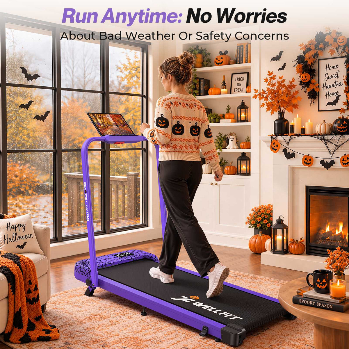 TM037 Halloween Edition-10% Incline Folding Walking Pad Treadmill